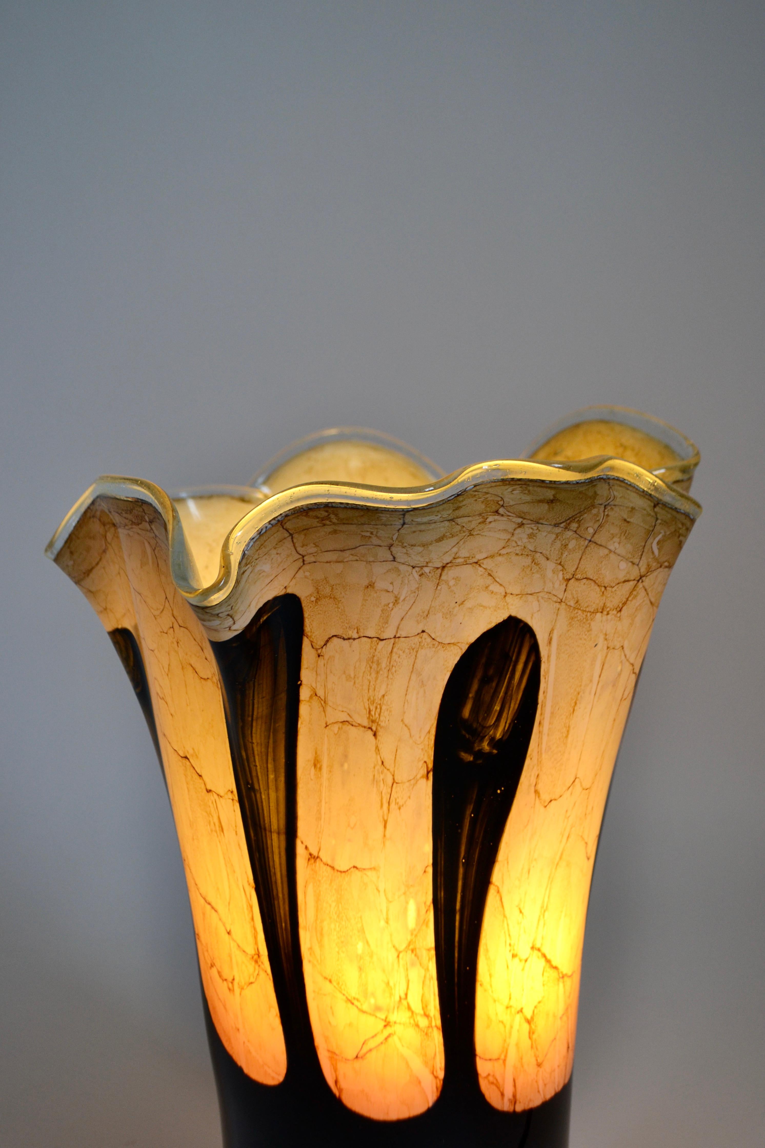 20th Century Glass Fazzoletto Murano Table Lamp, Italian, 1960s