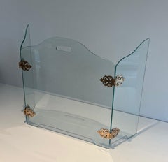 Glass Fireplace Screen with Bronze Hinges