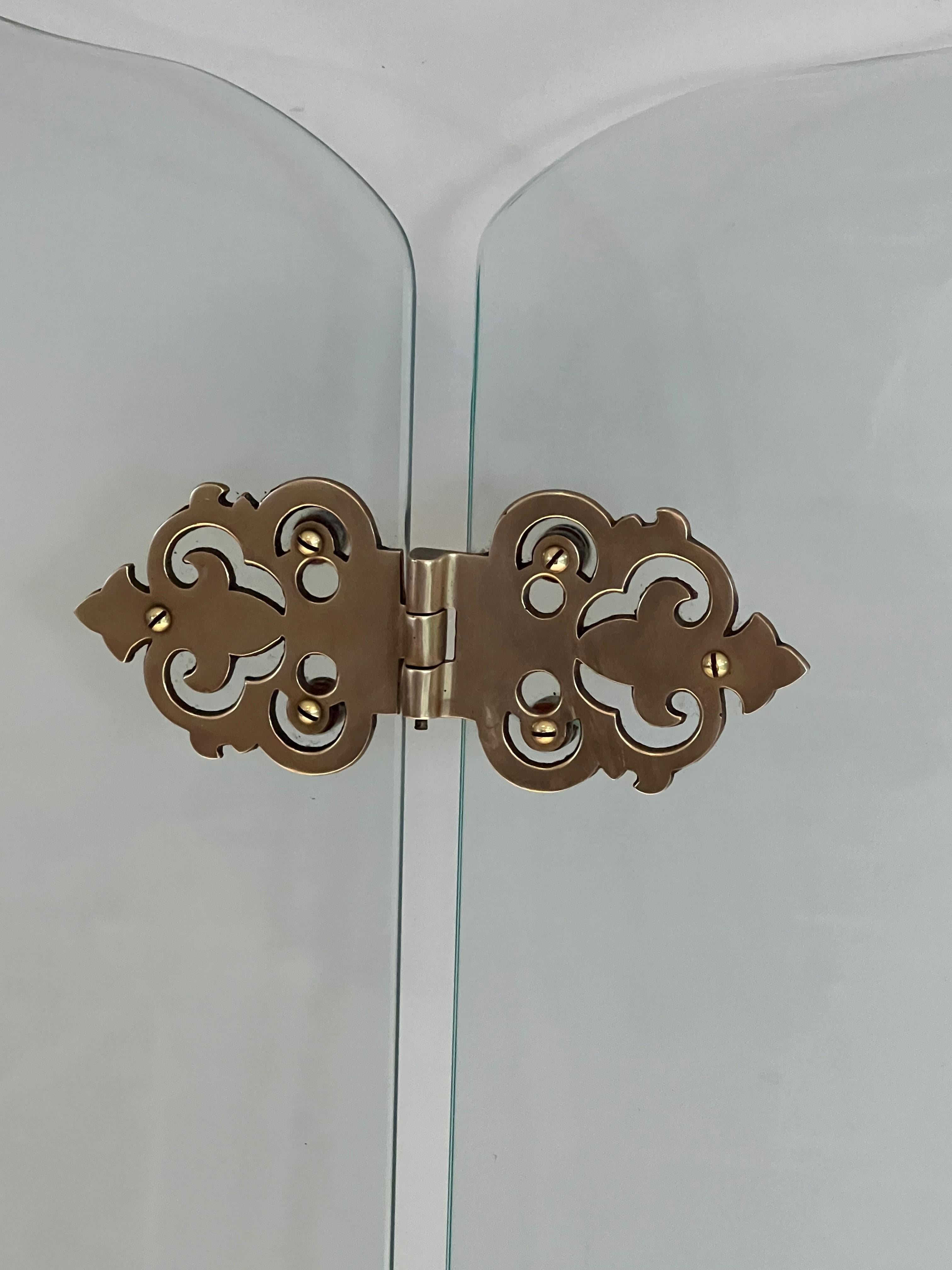 Glass Fireplace Screen with Bronze Hinges For Sale 2