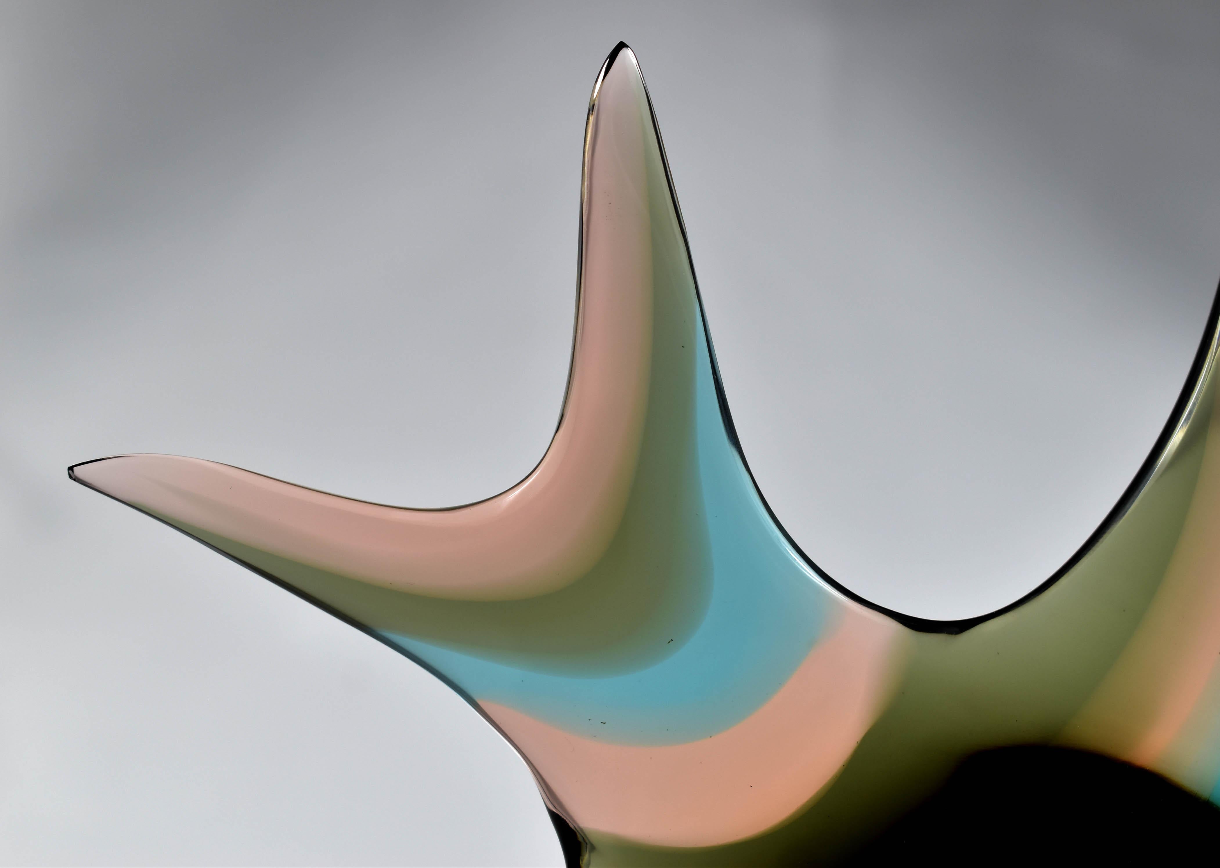 Scultura di pesce in vetro Vetro artistico boemo ( S.Honzík  J.Rozinek )Design 1965 Exbor 6