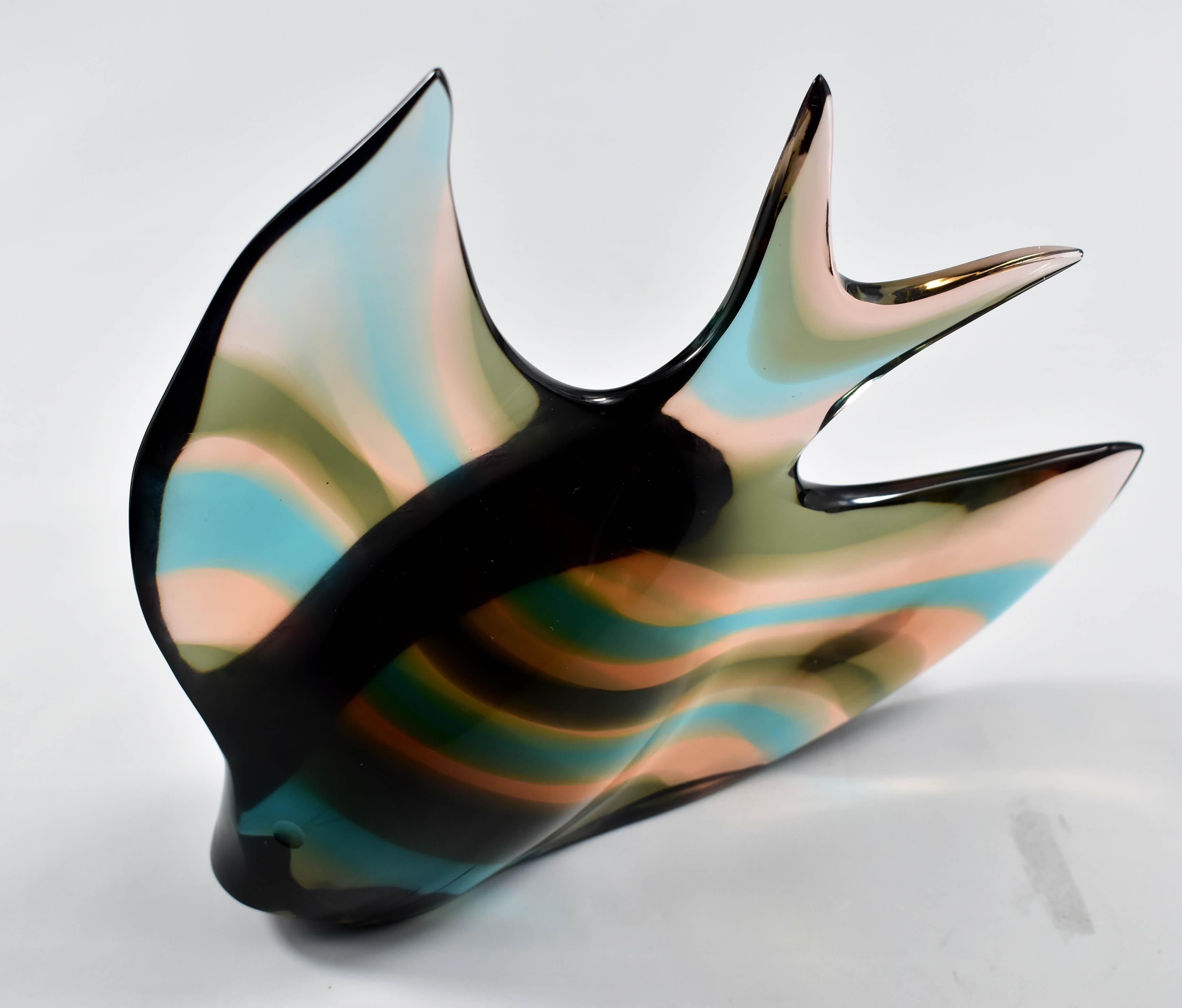Scultura di pesce in vetro Vetro artistico boemo ( S.Honzík  J.Rozinek )Design 1965 Exbor 13
