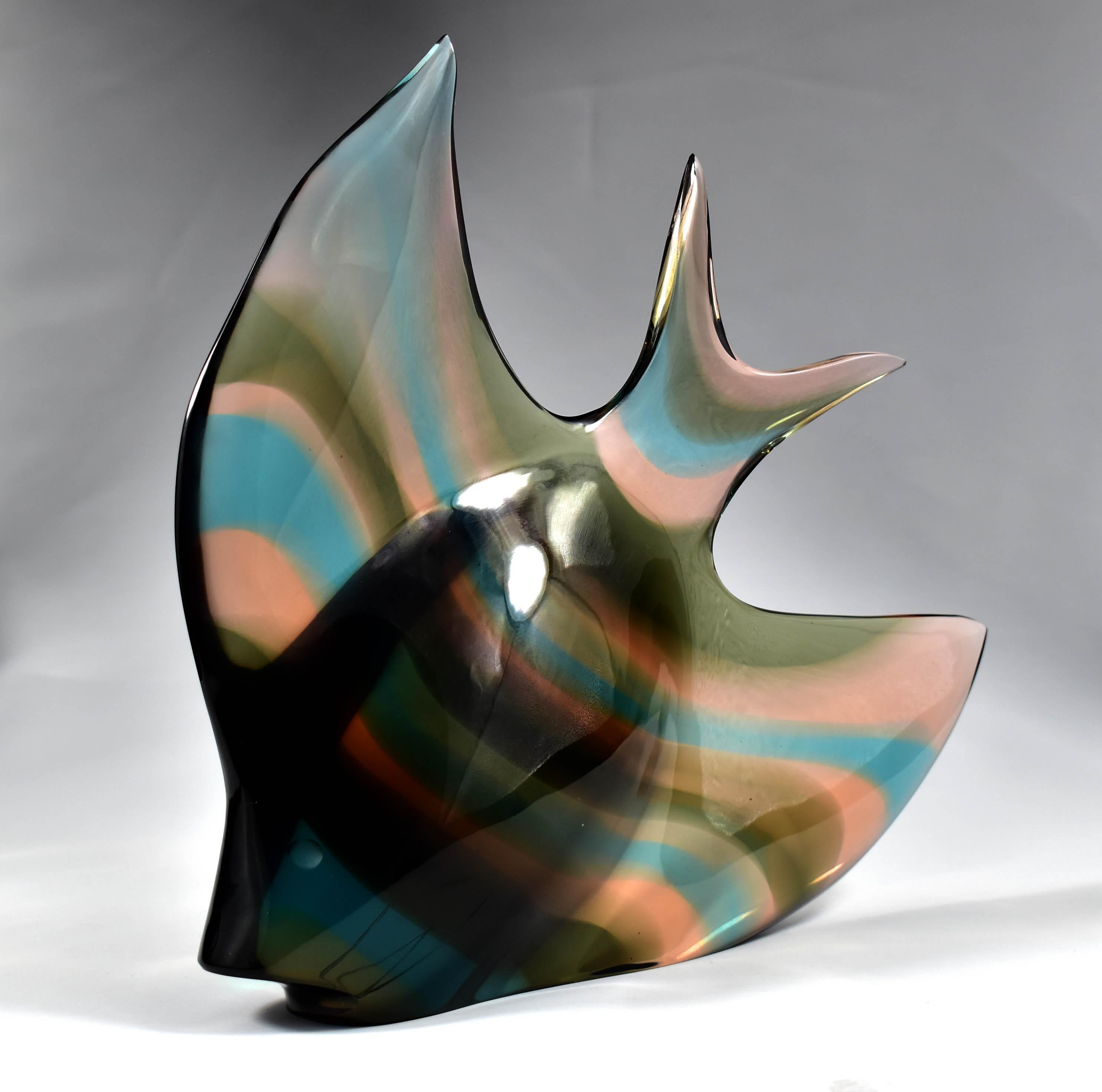 Fatto a mano Scultura di pesce in vetro Vetro artistico boemo ( S.Honzík  J.Rozinek )Design 1965 Exbor