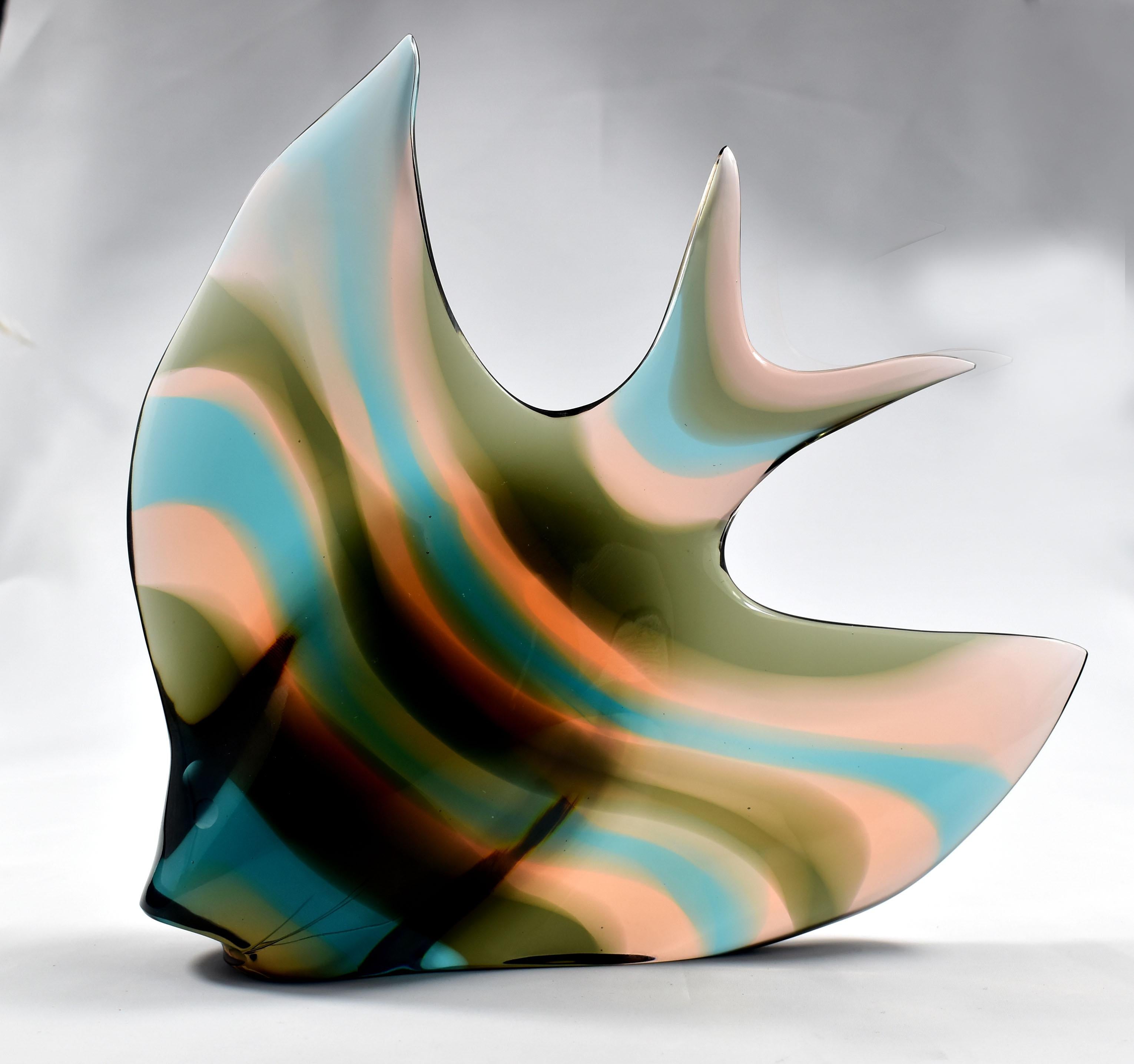 Scultura di pesce in vetro Vetro artistico boemo ( S.Honzík  J.Rozinek )Design 1965 Exbor In condizioni ottime a Nový Bor, CZ