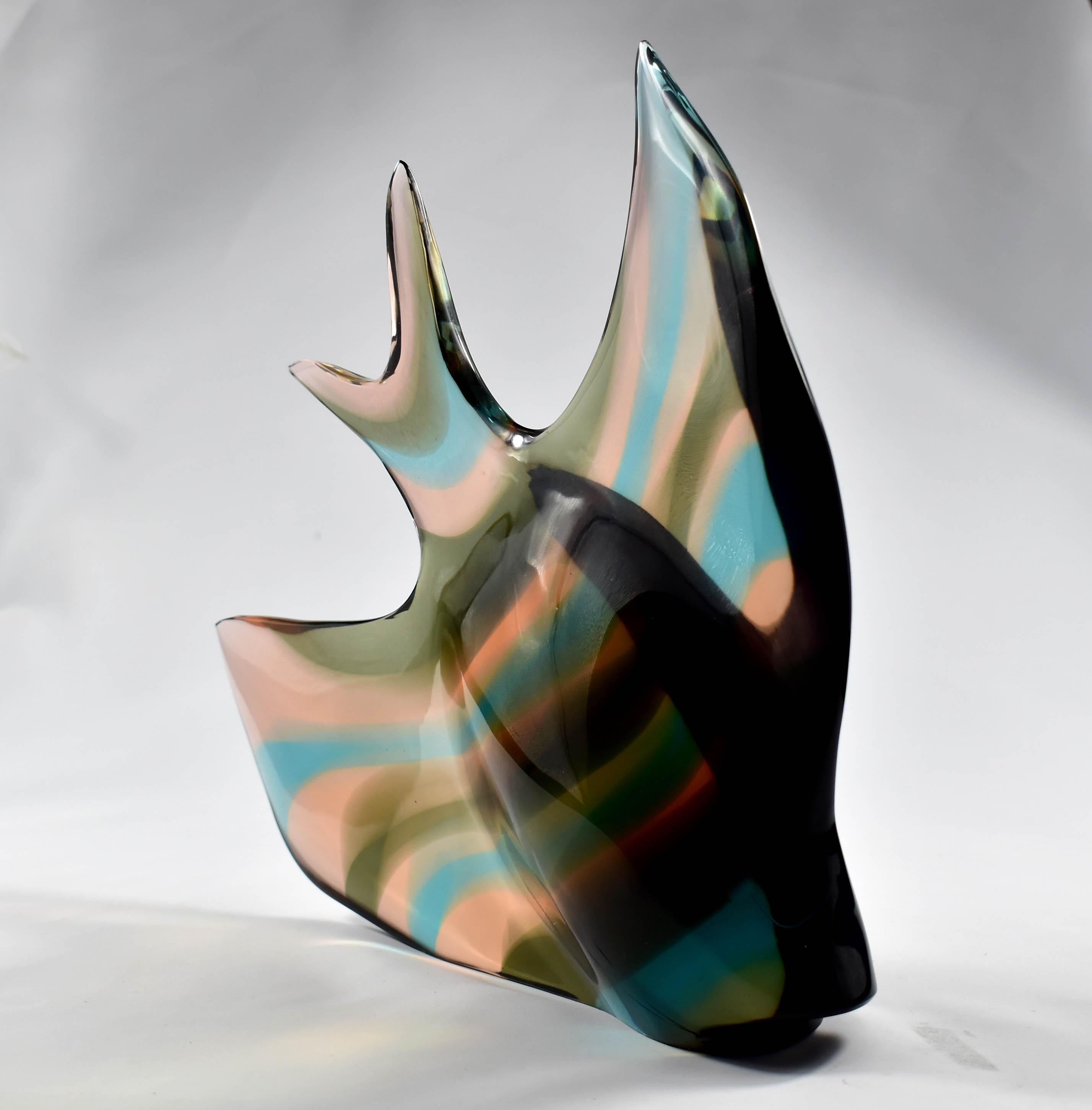 Scultura di pesce in vetro Vetro artistico boemo ( S.Honzík  J.Rozinek )Design 1965 Exbor 1