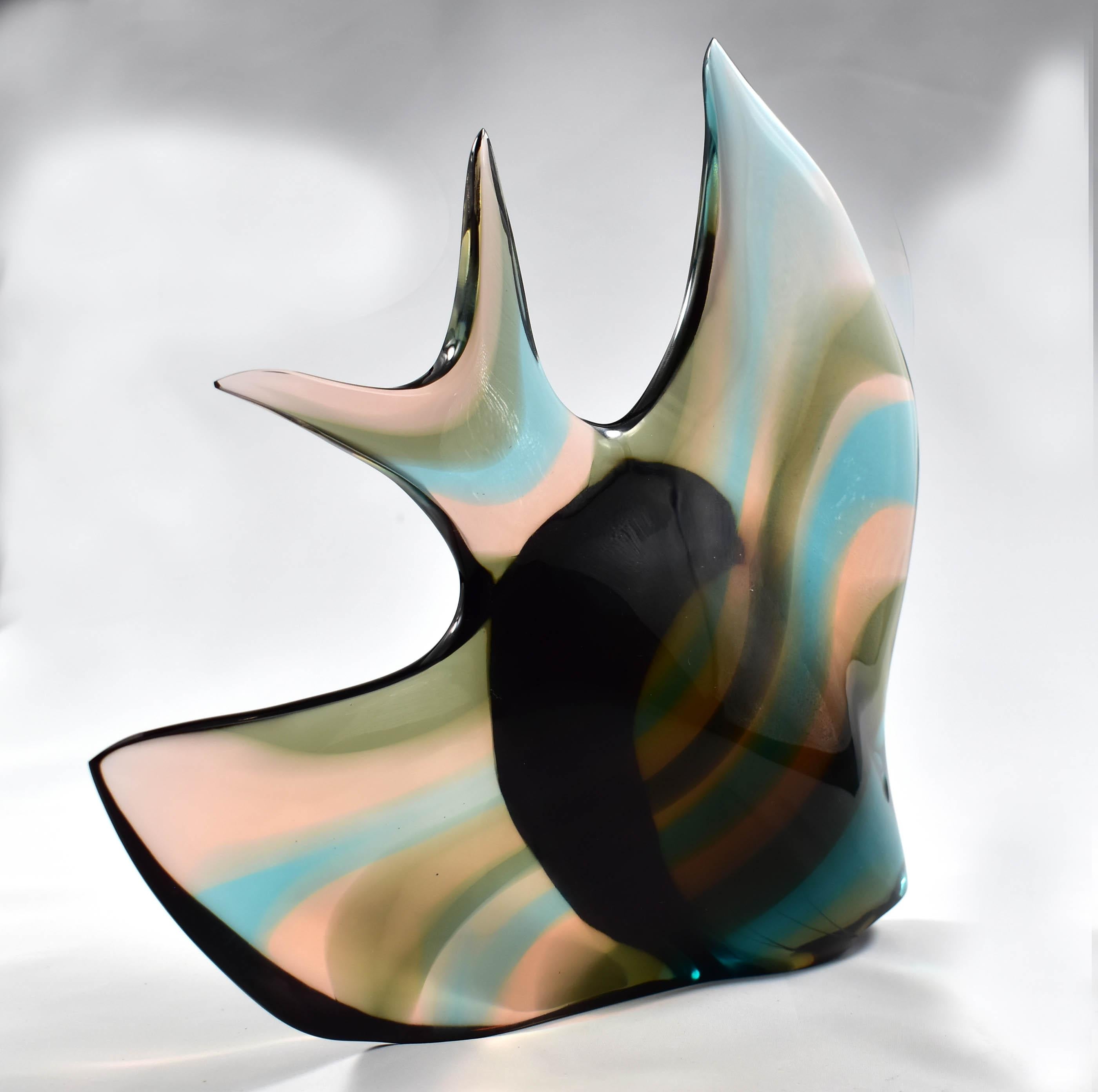 Scultura di pesce in vetro Vetro artistico boemo ( S.Honzík  J.Rozinek )Design 1965 Exbor 3