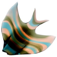 Scultura di pesce in vetro Vetro artistico boemo ( S.Honzík  J.Rozinek )Design 1965 Exbor