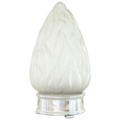 Glass Flame Lamp on Nickel Base, 1980s
