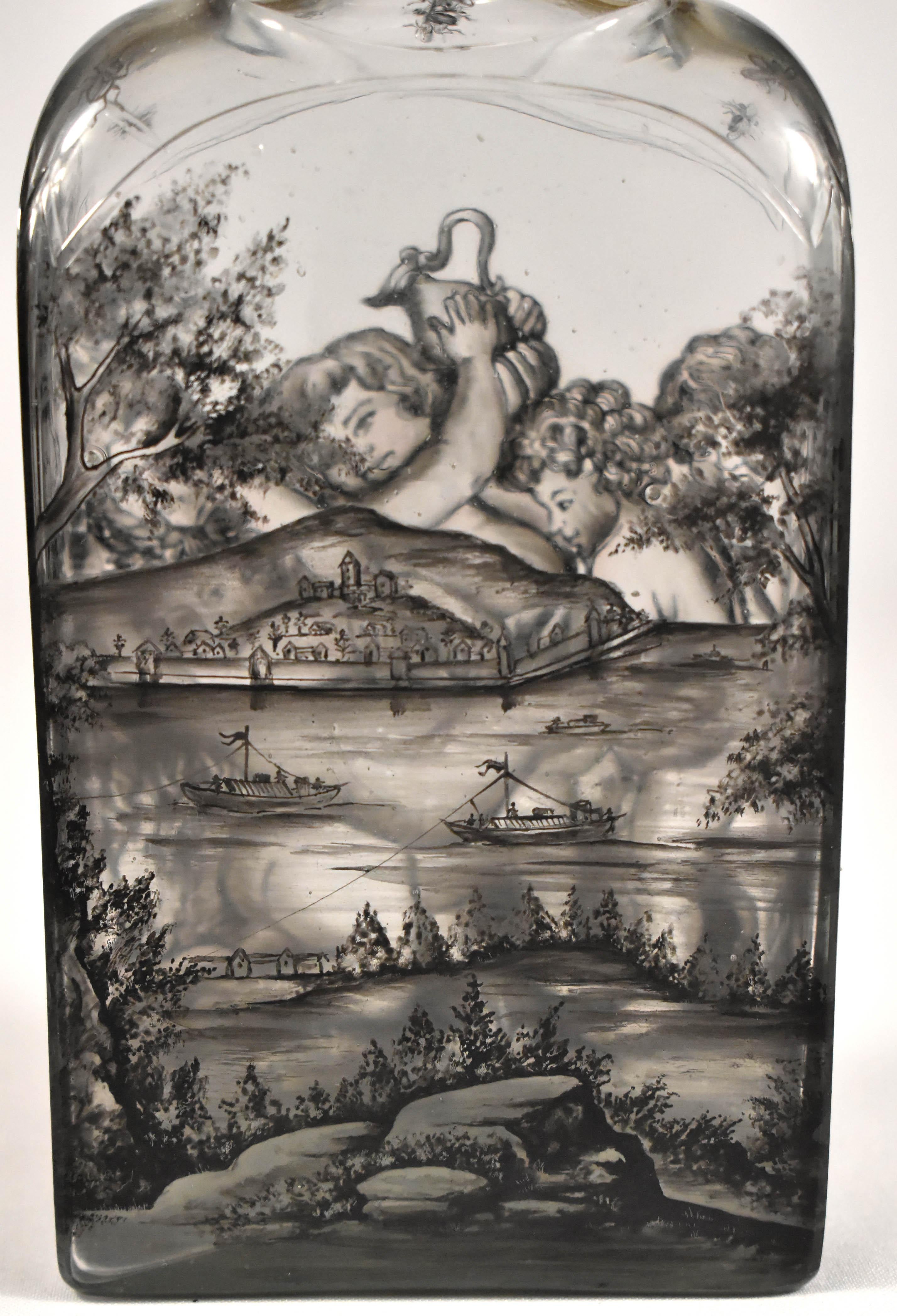 Glass Flask, Painted – Bacchus -Schwarzlot 'Ignac Preisler?18th Century' 10