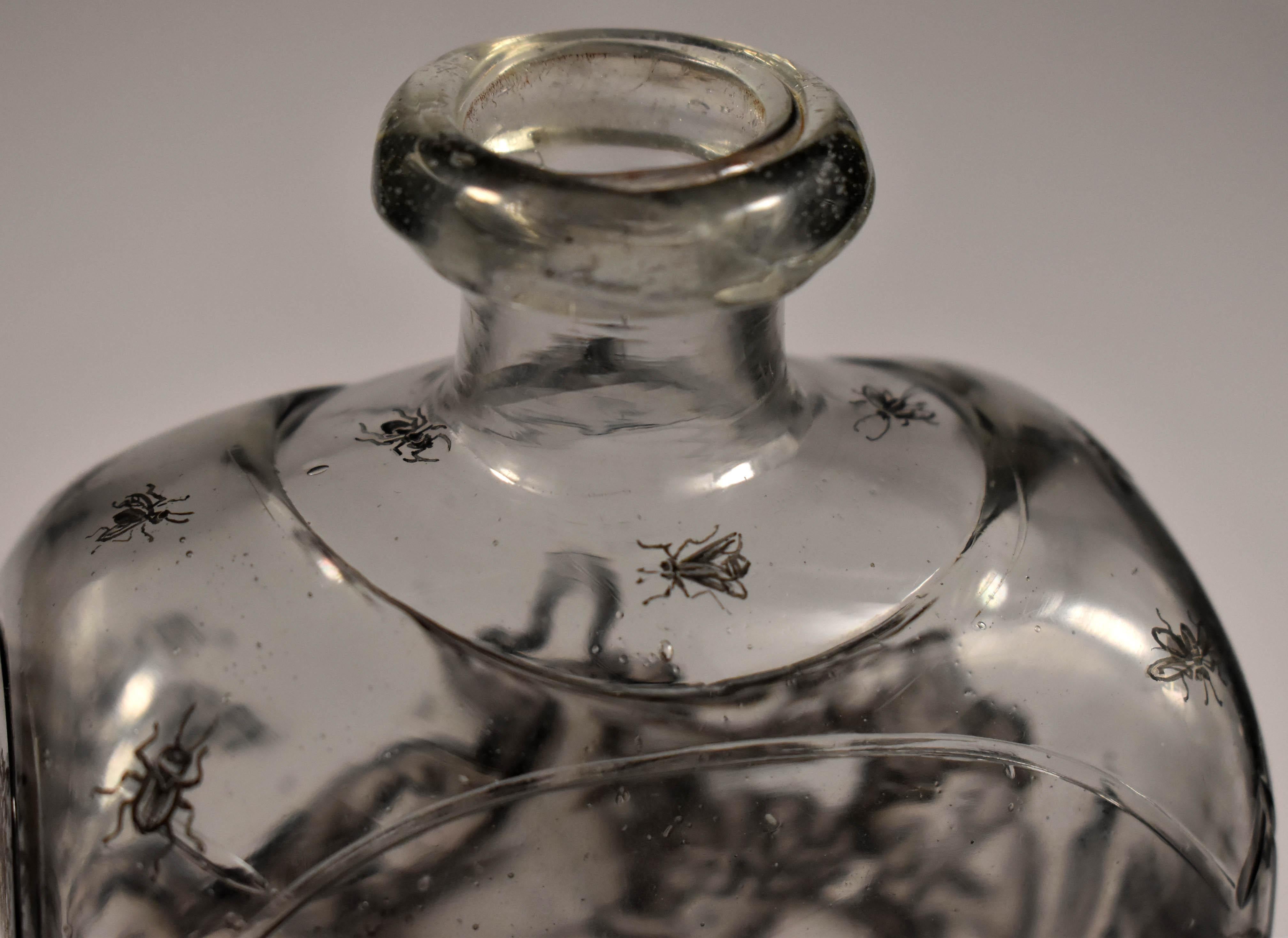 Glass Flask, Painted – Bacchus -Schwarzlot 'Ignac Preisler?18th Century' 11