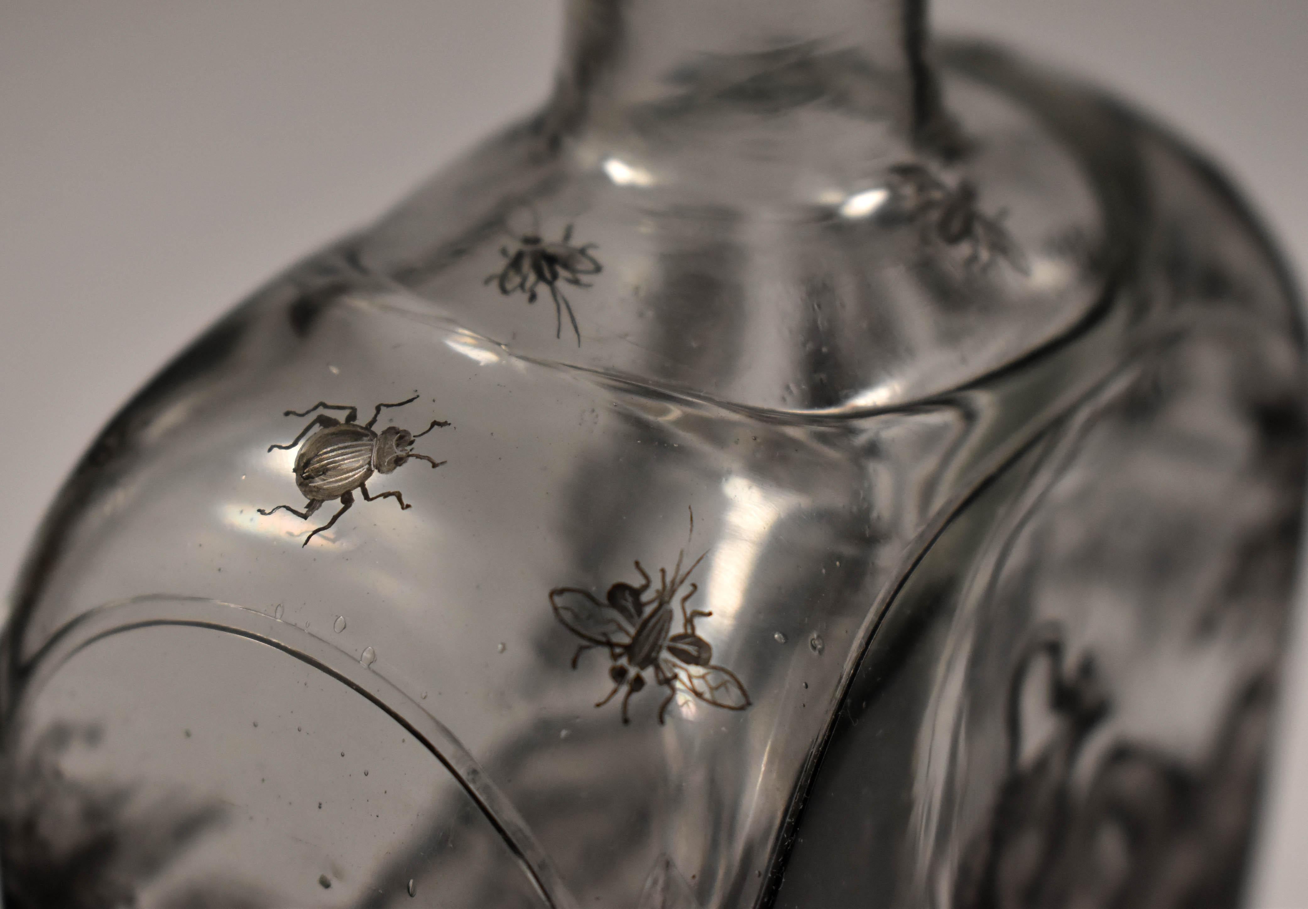 Glass Flask, Painted – Bacchus -Schwarzlot 'Ignac Preisler?18th Century' 12