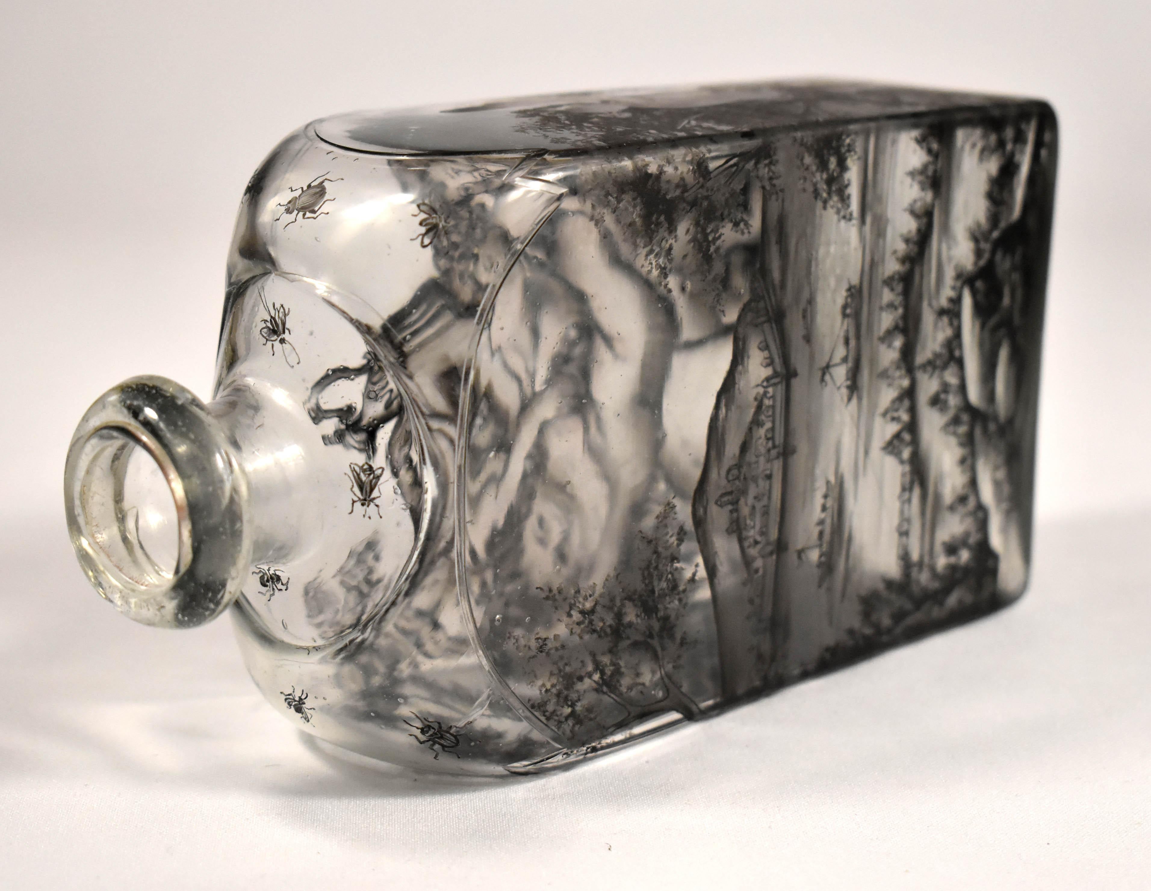 Glass Flask, Painted – Bacchus -Schwarzlot 'Ignac Preisler?18th Century' 15