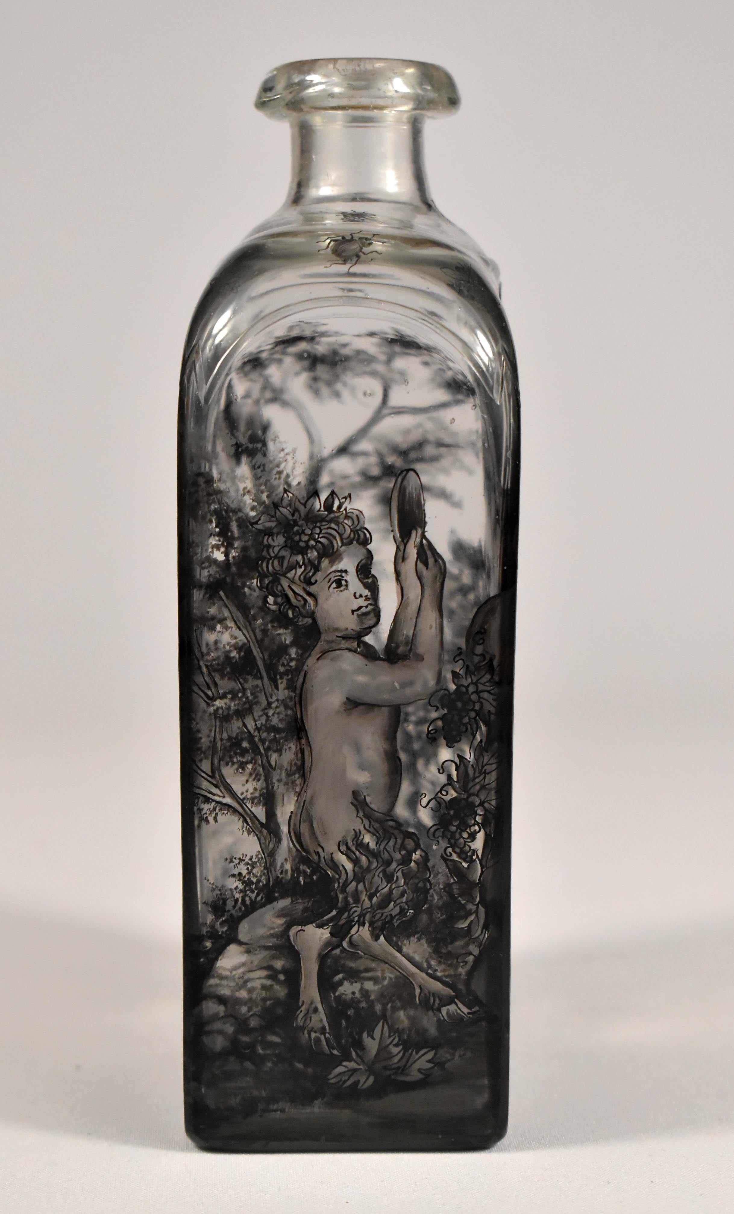 Glass Flask, Painted – Bacchus -Schwarzlot 'Ignac Preisler?18th Century' 4