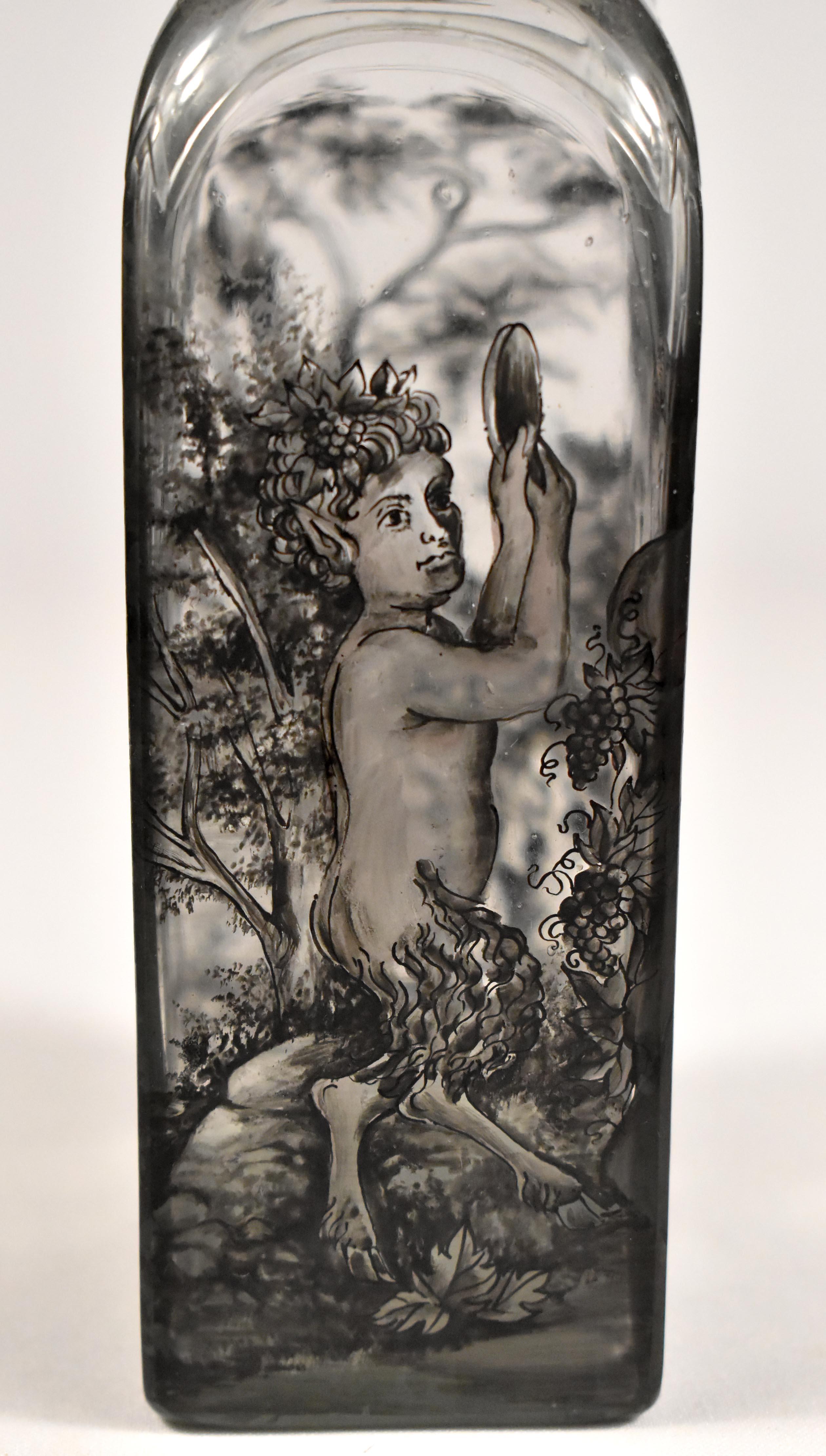 Glass Flask, Painted – Bacchus -Schwarzlot 'Ignac Preisler?18th Century' 5