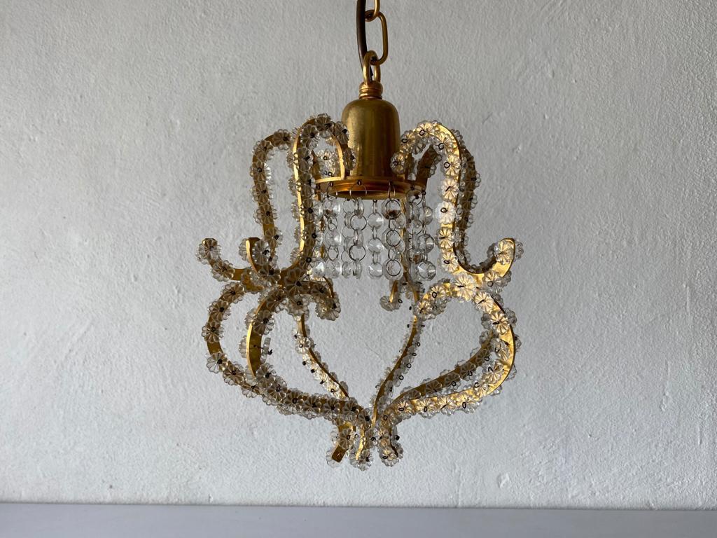 Glass Flower Beads Ceiling Lamp by Emil Stejnar for Rupert Nikoll, 1950s Austria For Sale 3