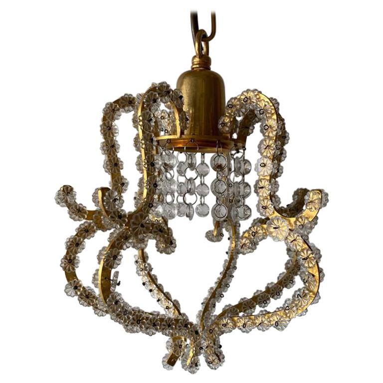 Glass Flower Beads Ceiling Lamp by Emil Stejnar for Rupert Nikoll, 1950s Austria For Sale
