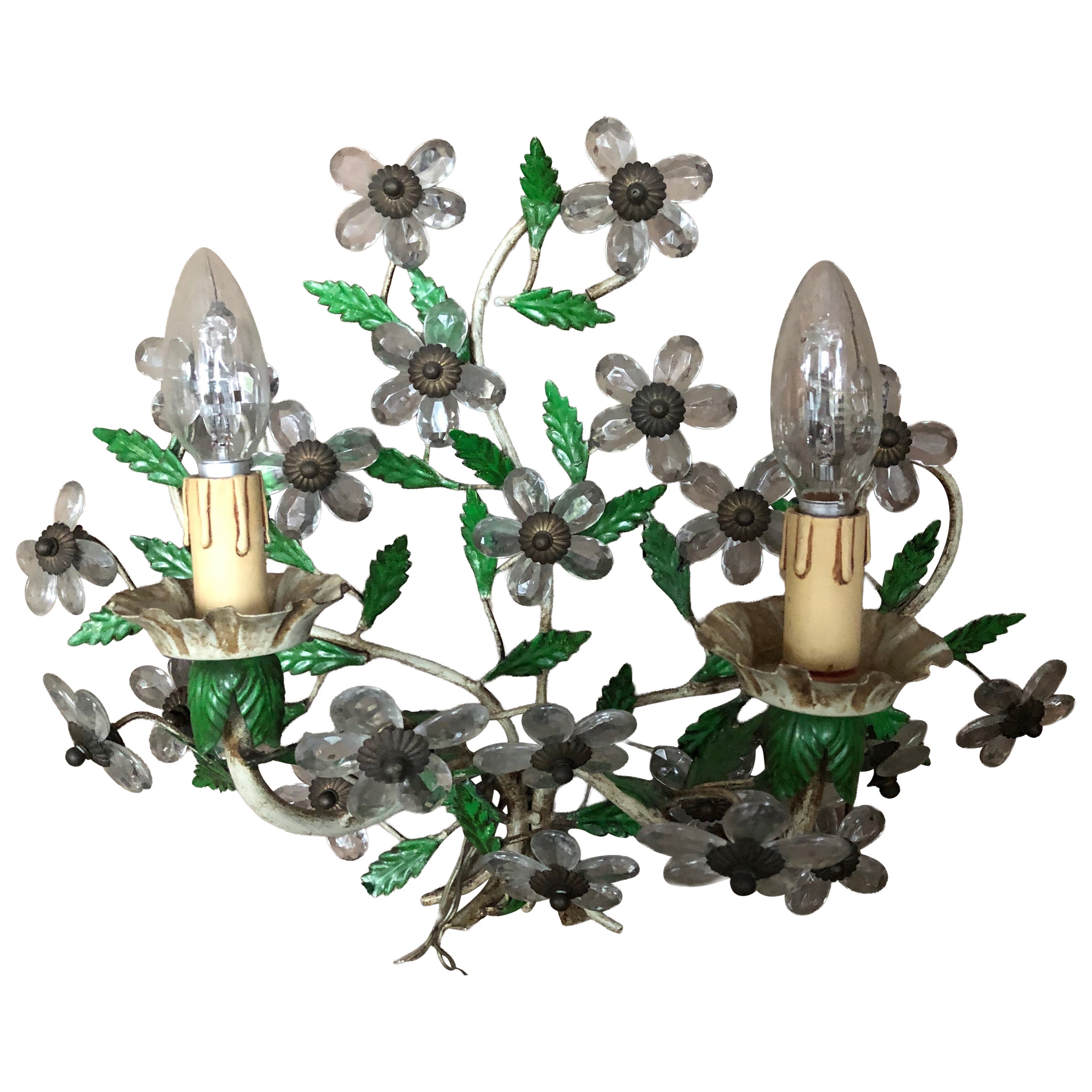 Glasblumen-Wandleuchte im Angebot