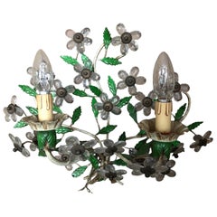 Glass flower wall light