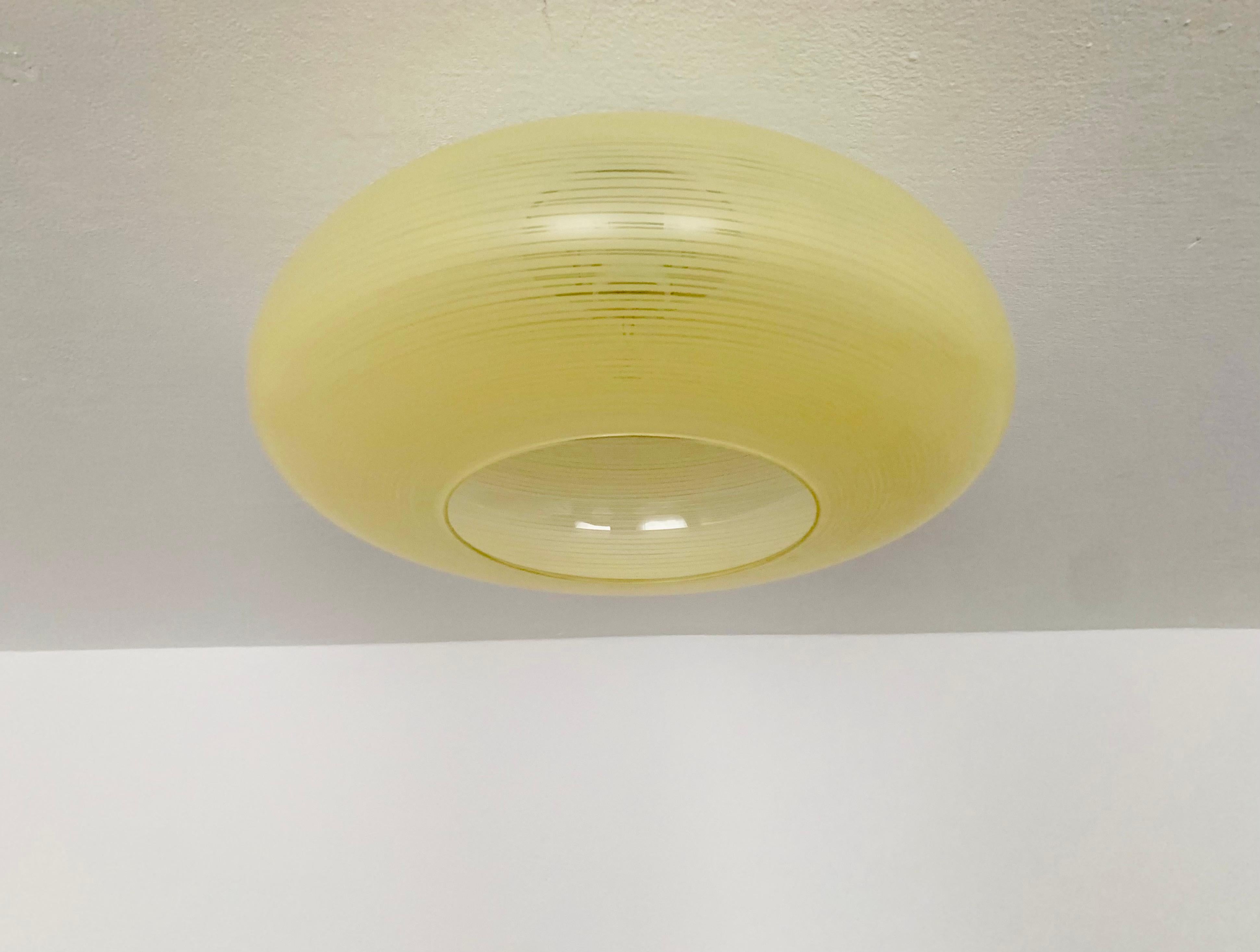 Mid-Century Modern Glass Flush Lamp by Wilhelm Wagenfeld for Peill and Putzler For Sale