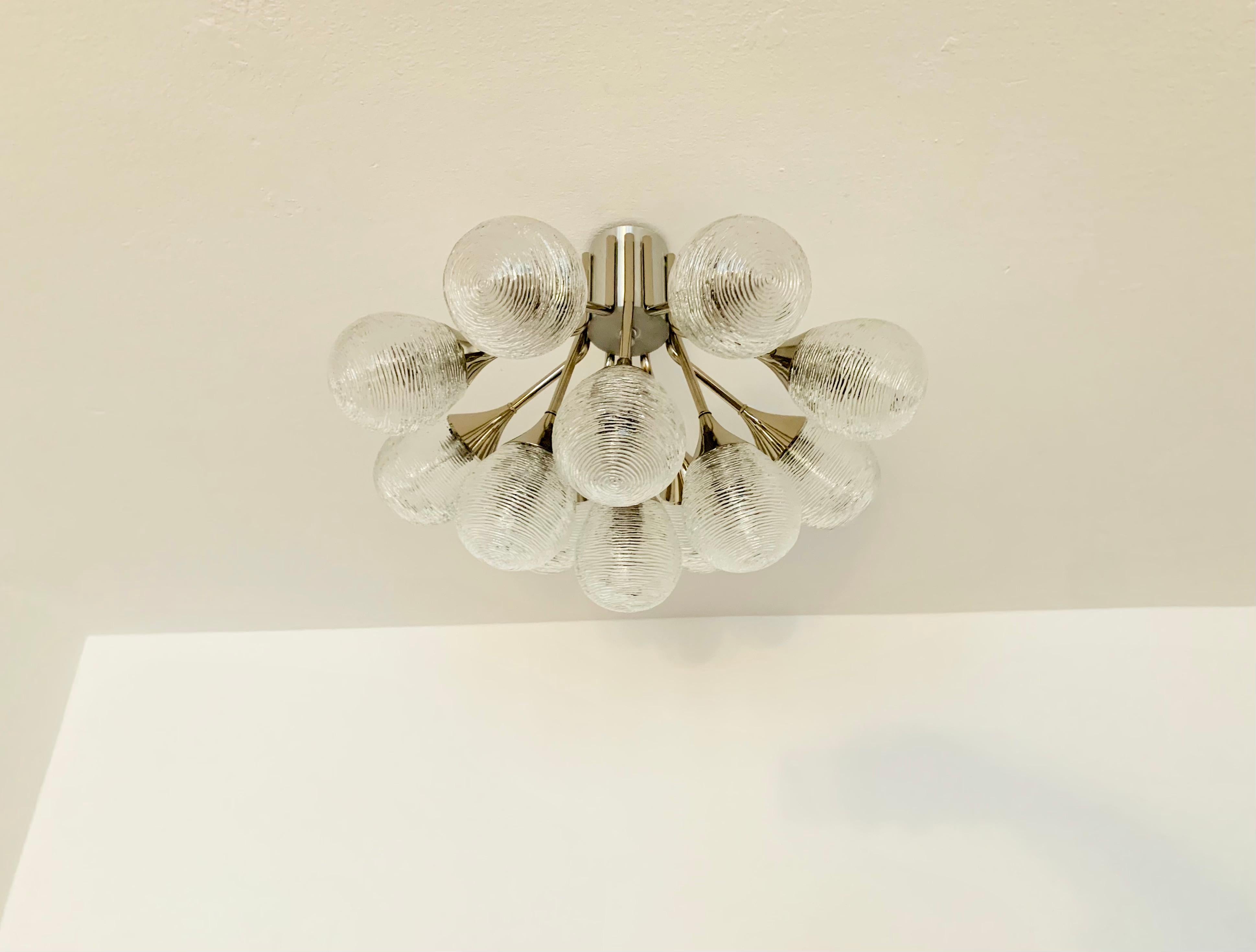 Space Age Glass Flush Lamp For Sale