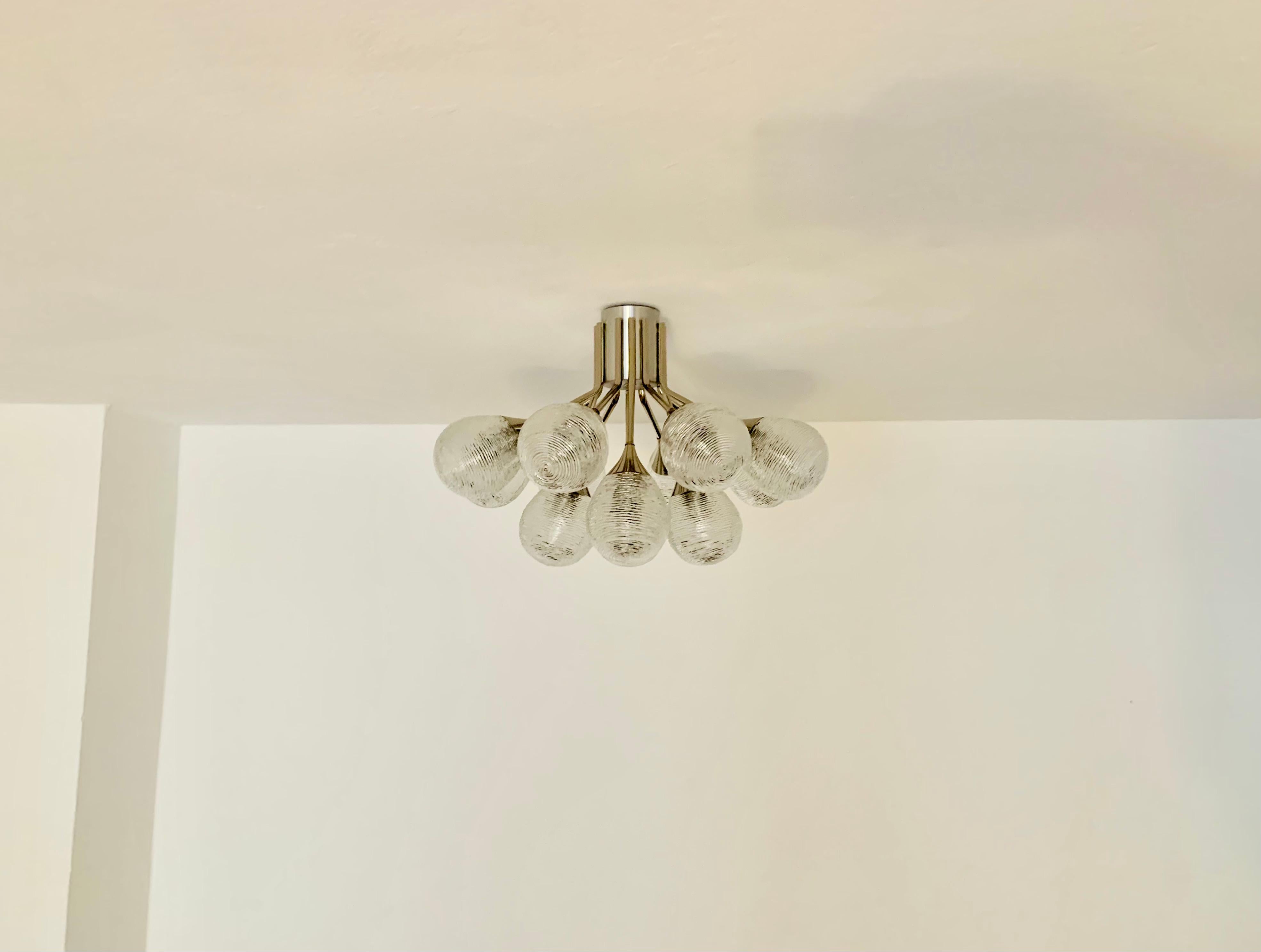 German Glass Flush Lamp For Sale