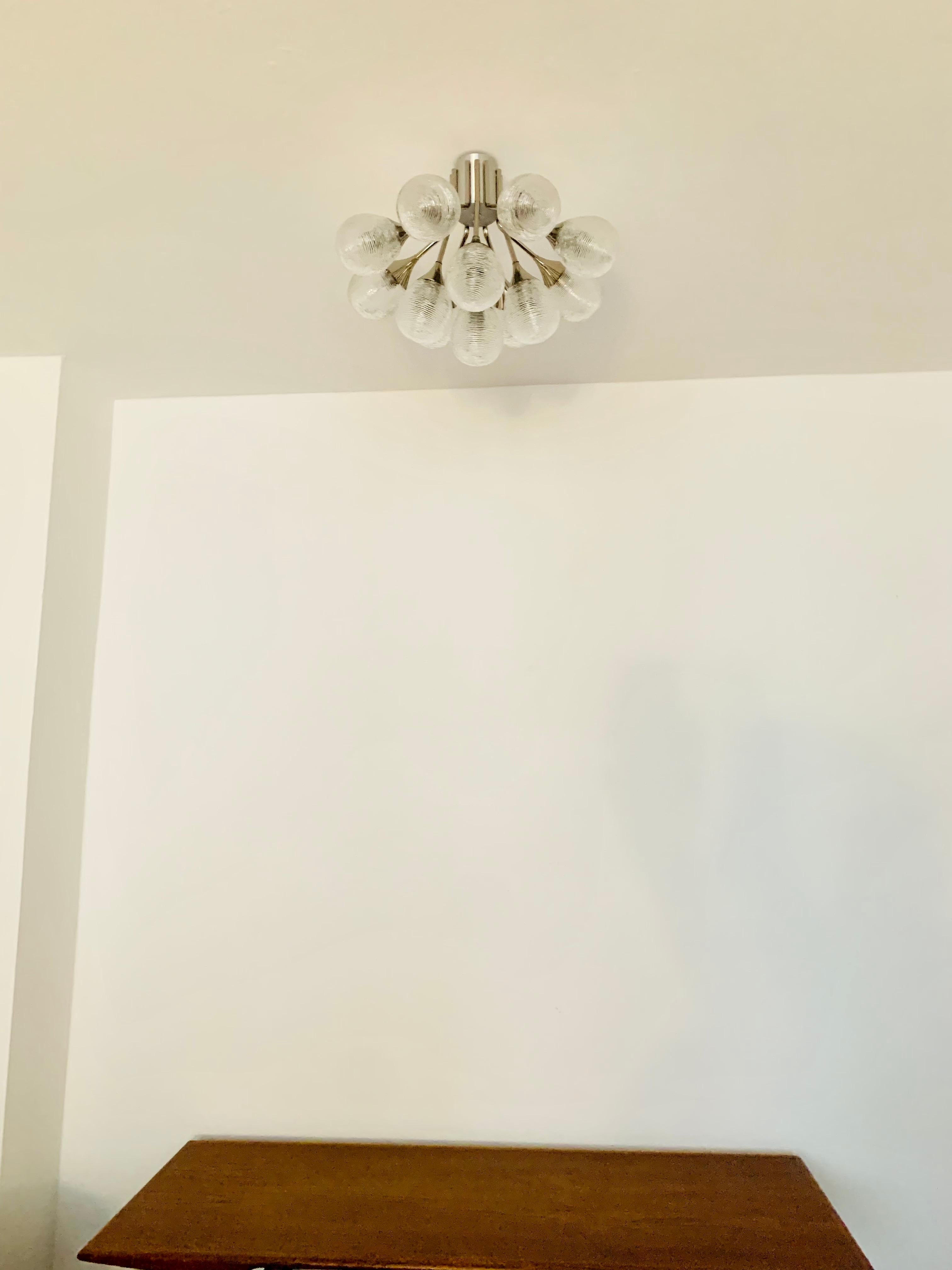 Glass Flush Lamp In Good Condition For Sale In München, DE