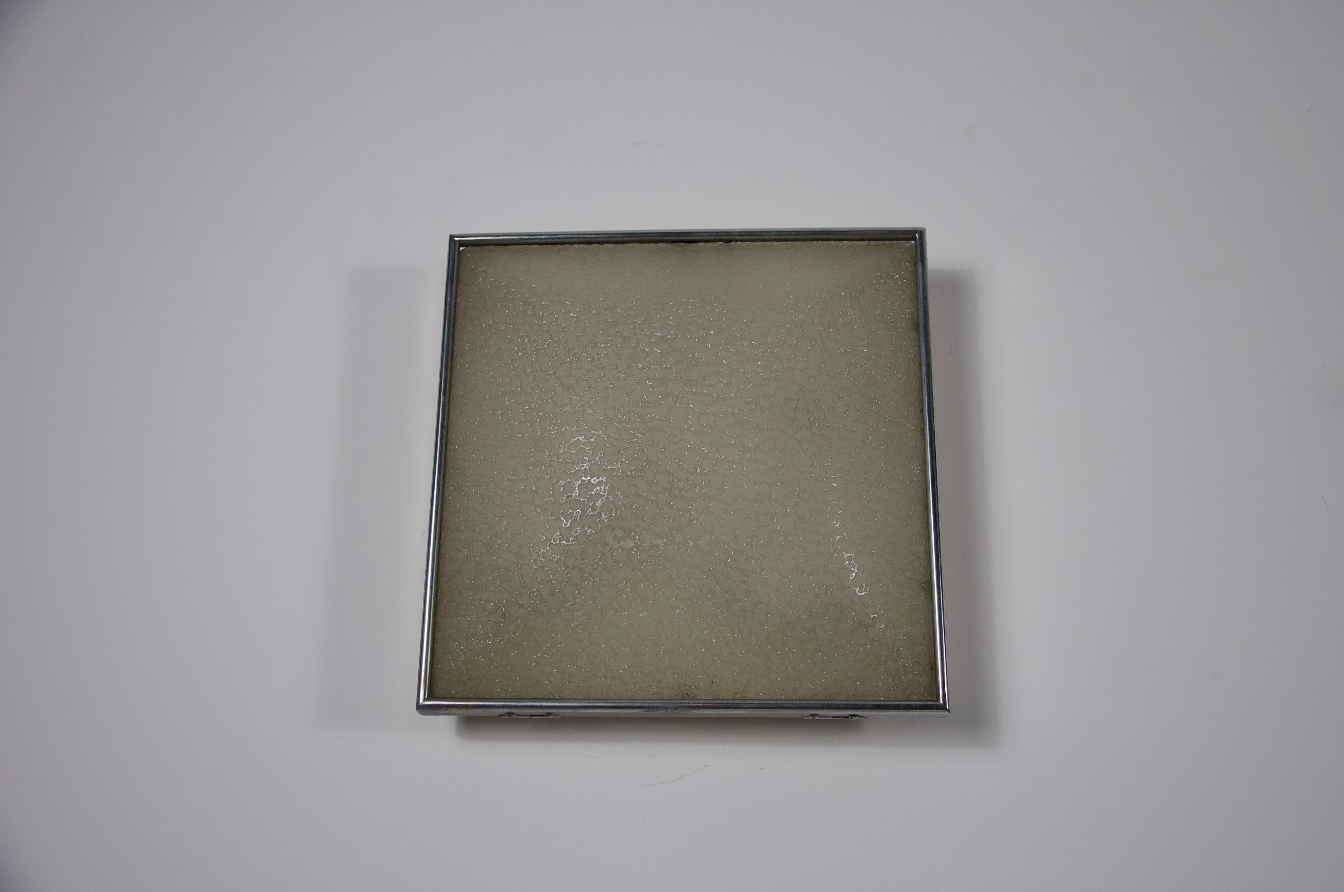 Mid-Century moderno Montatura ad incasso in vetro attribuita a Fontana Arte, anni '50, Italia in vendita