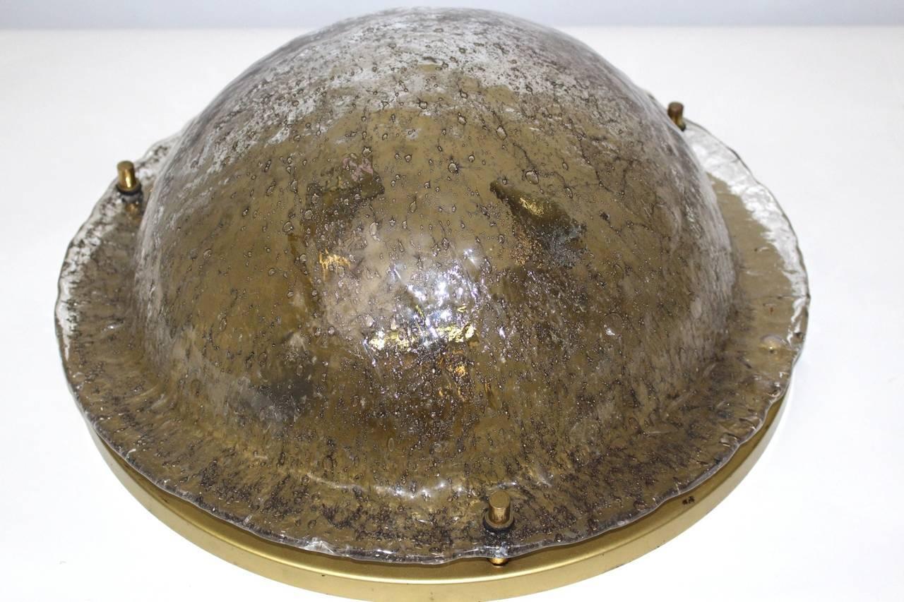 Mid Century Modern Glass Vintage Soft Brown Flush Mount Barovier und Toso 1960s (Italienisch) im Angebot