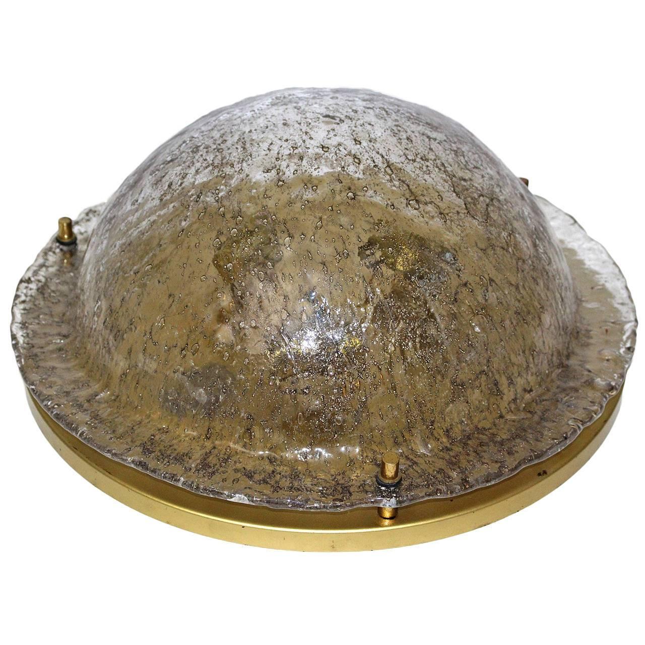 Mid Century Modern Glass Vintage Soft Brown Flush Mount Barovier and Toso 1960s