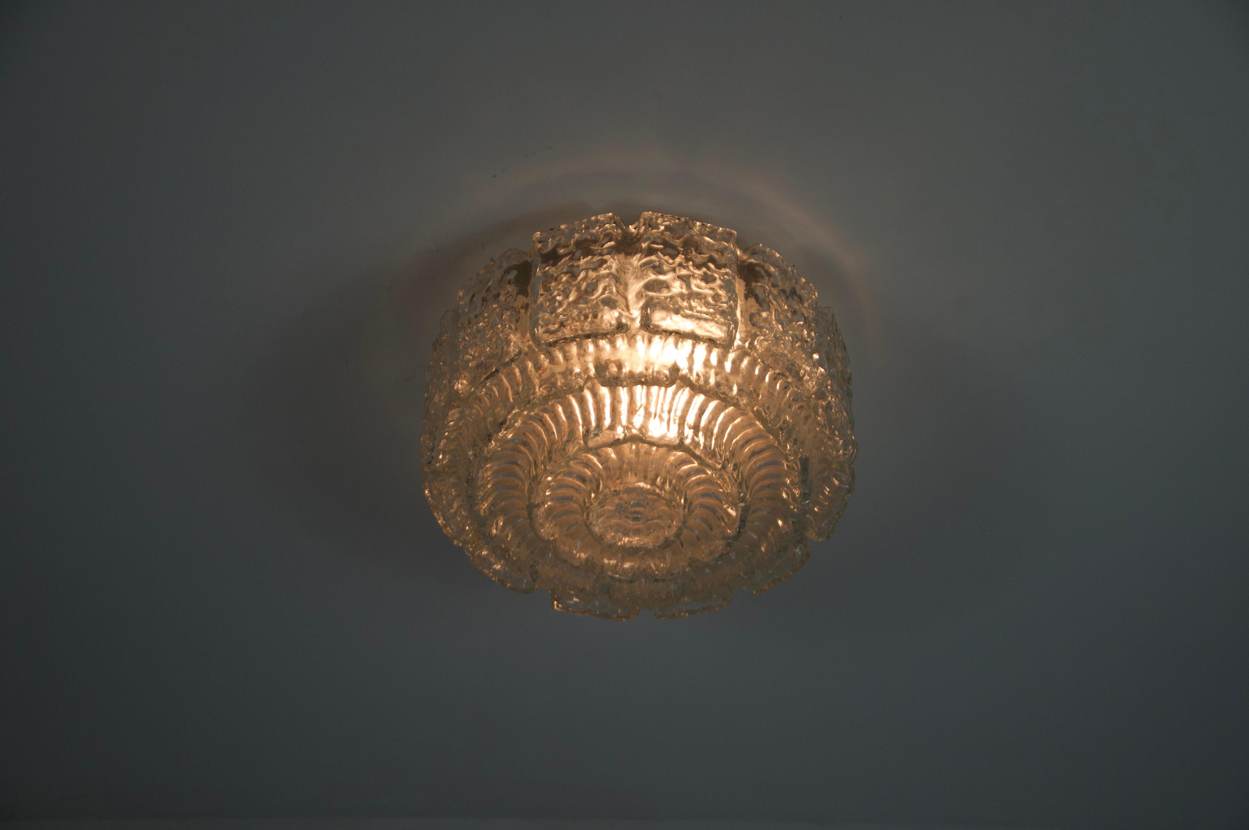 Glass Flush Mount by Glashütte Limburg, Germany, 1960s For Sale 4