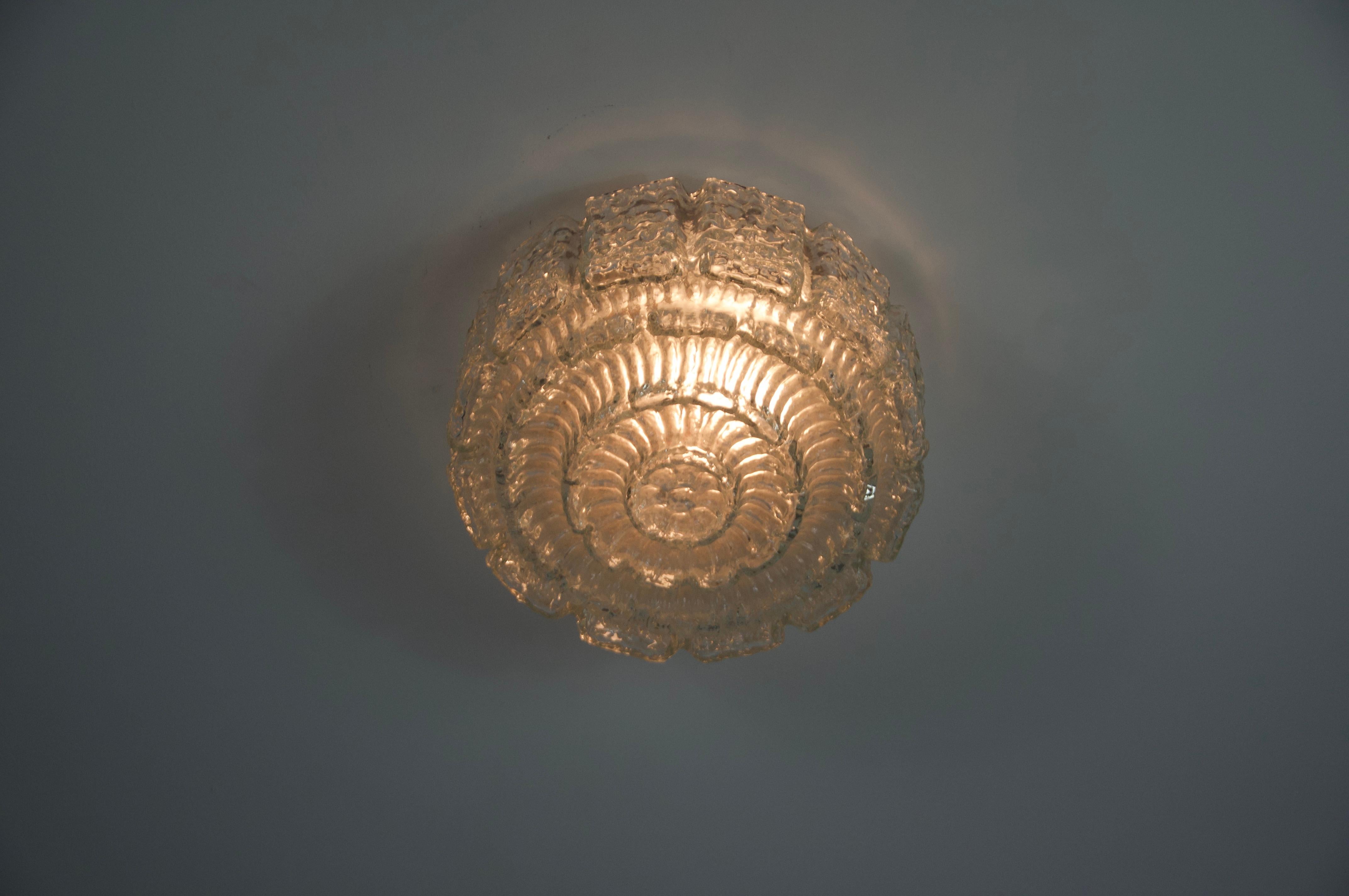 Glass Flush Mount by Glashütte Limburg, Germany, 1960s For Sale 5