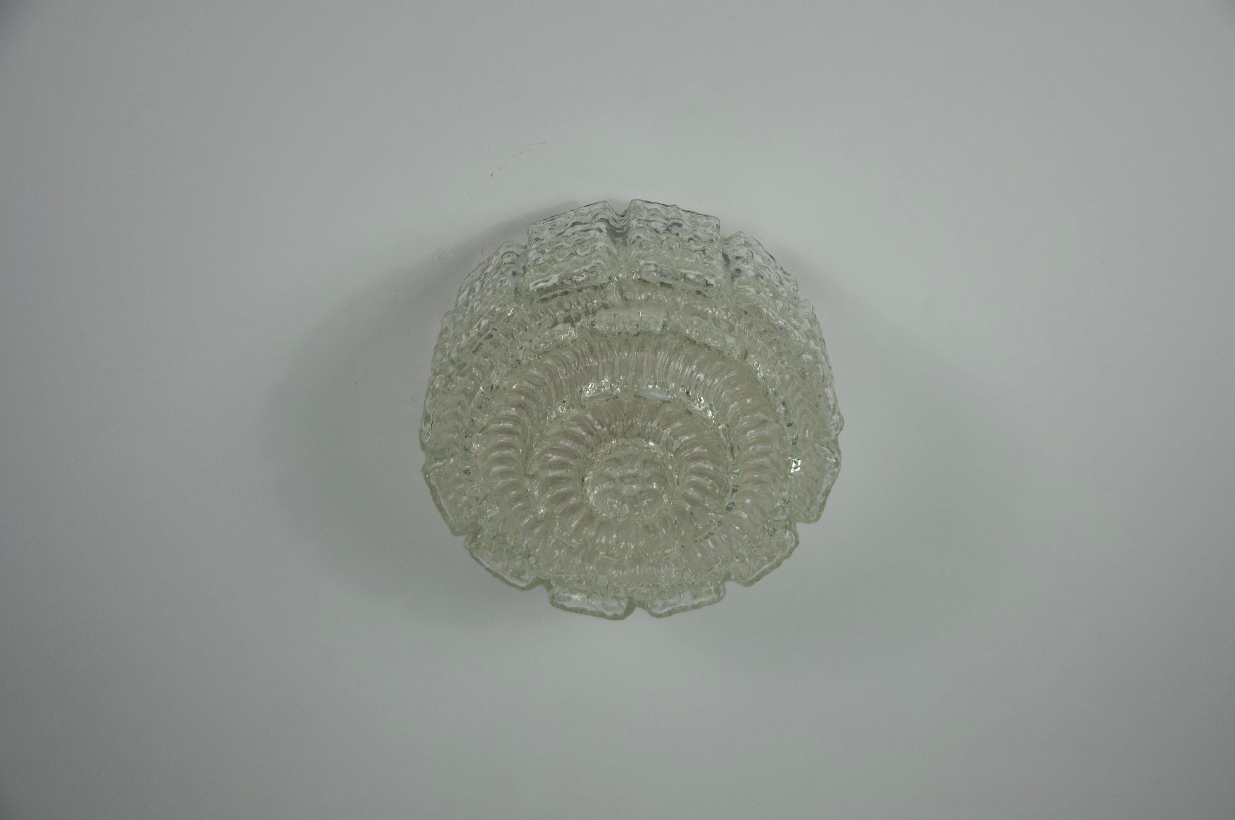 Mid-20th Century Glass Flush Mount by Glashütte Limburg, Germany, 1960s For Sale