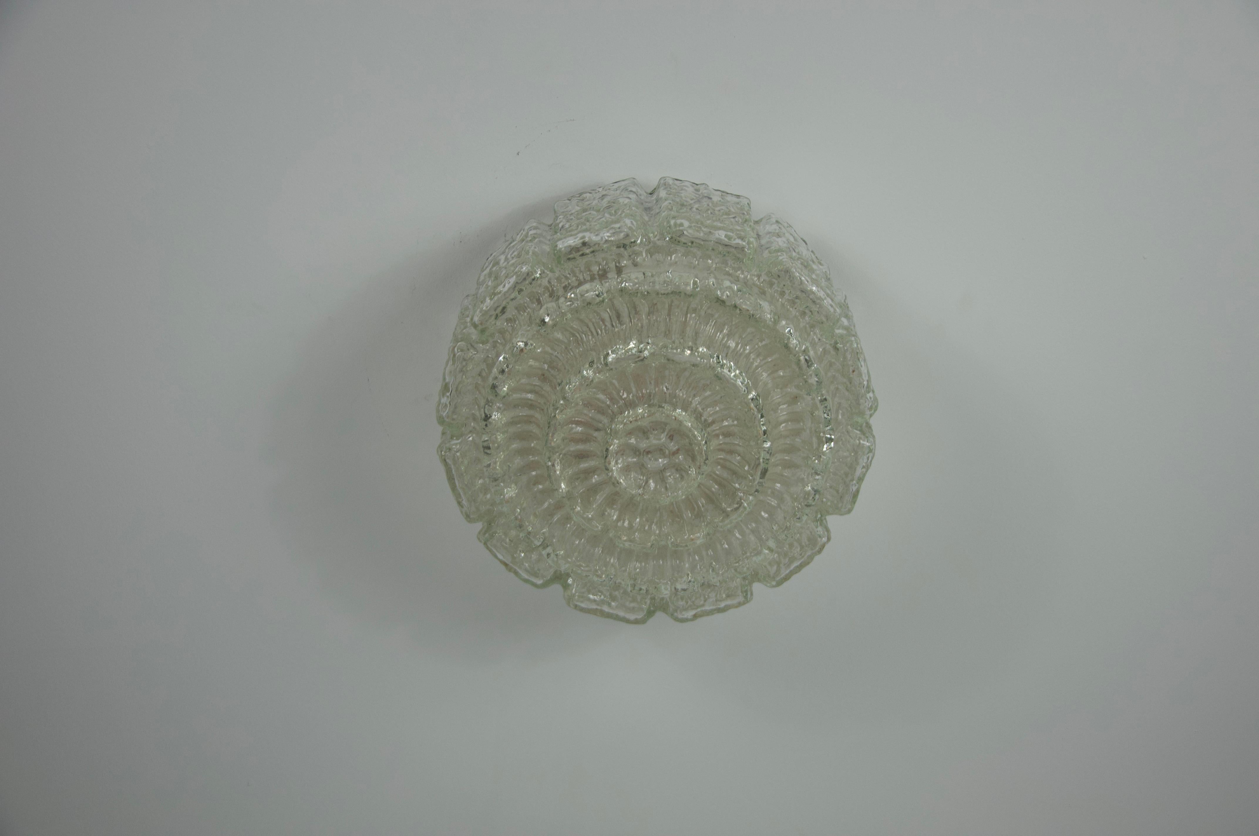 Metal Glass Flush Mount by Glashütte Limburg, Germany, 1960s For Sale