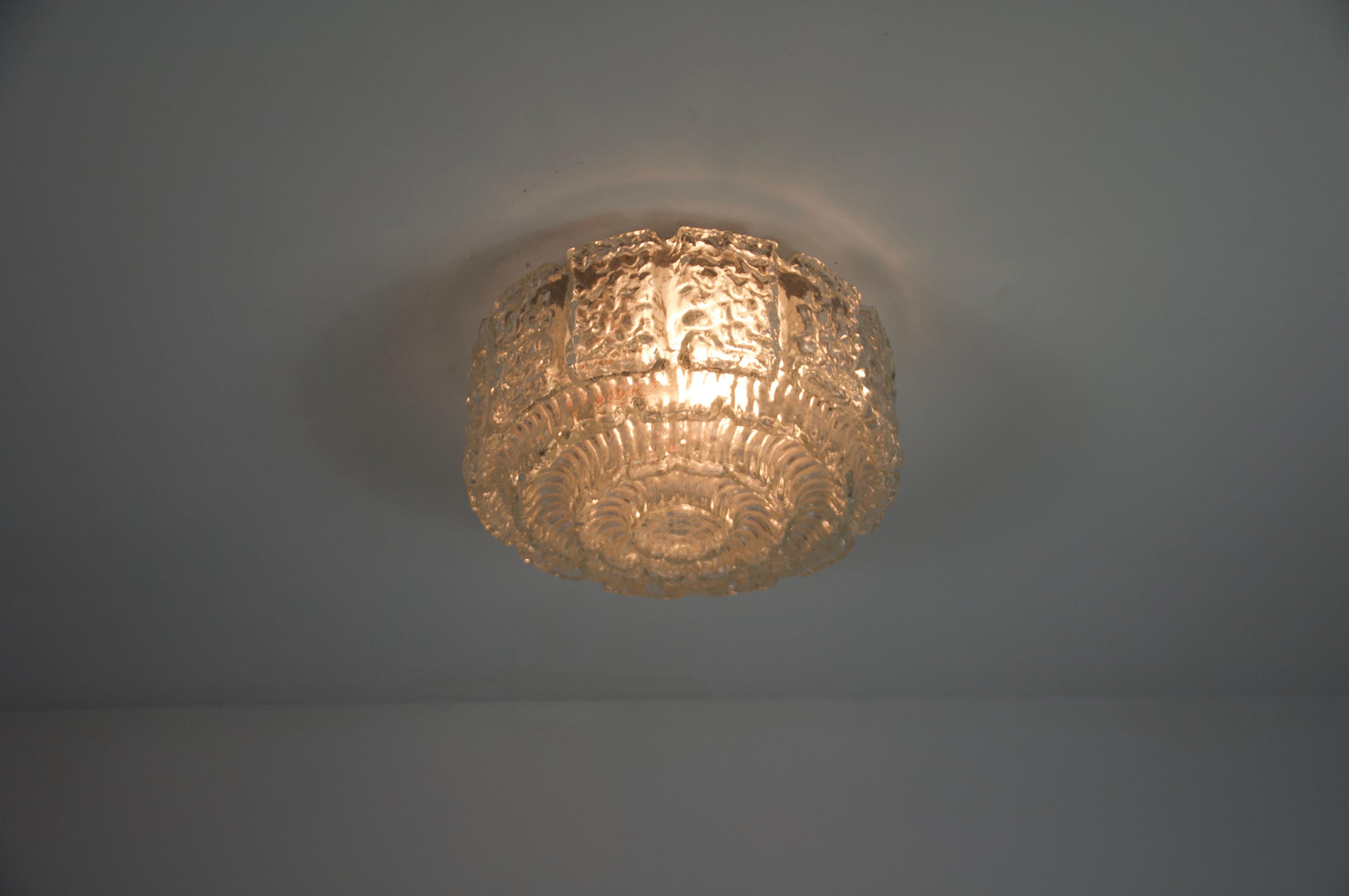Glass Flush Mount by Glashütte Limburg, Germany, 1960s For Sale 2