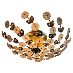 Glass Flush Mount Floral Pendant designed by Ernst Palme 1980s