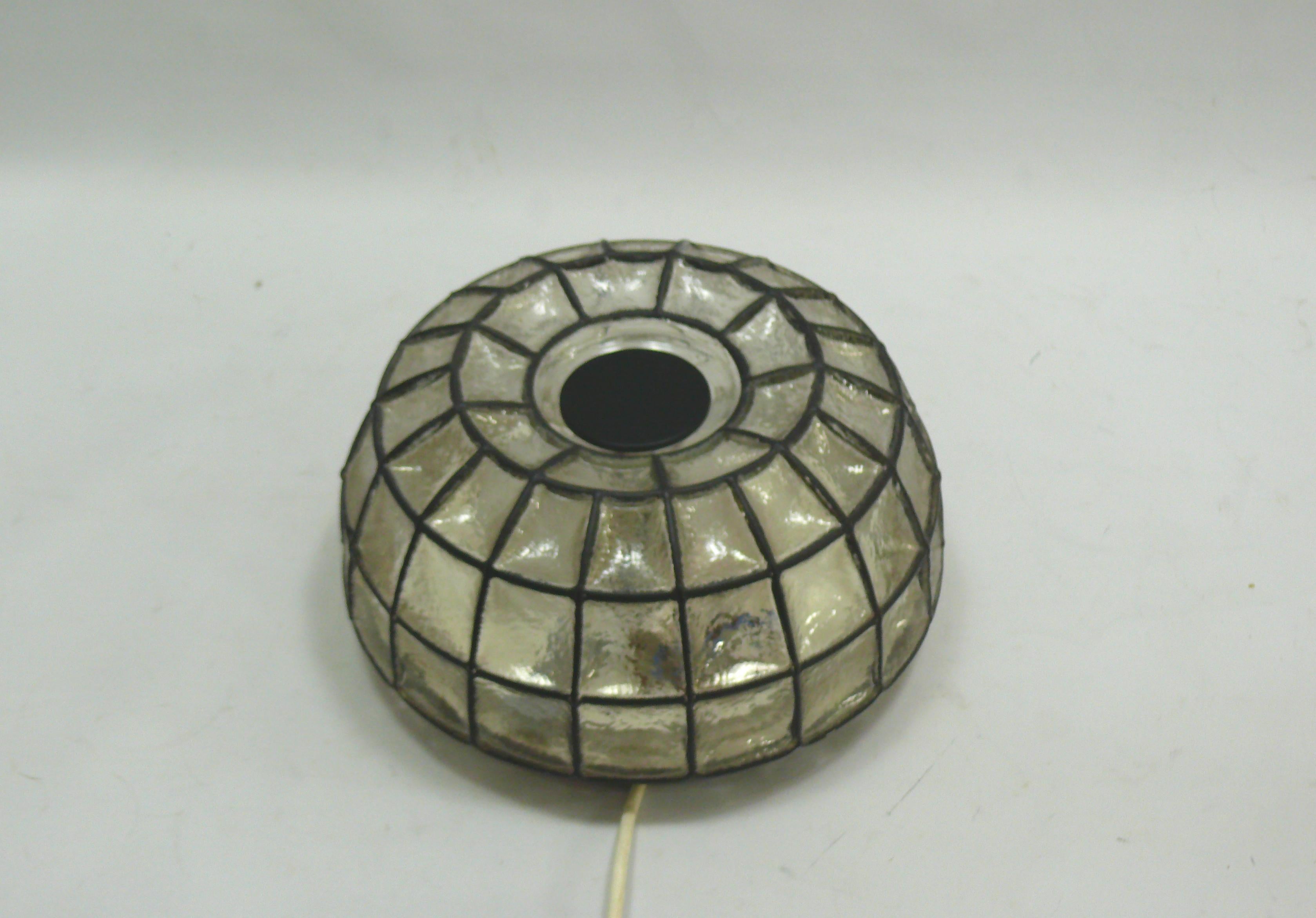 Mid-Century Modern Iron Ring Design Glass Wall or Ceiling Lamp from Glashütte Limburg, 1970s For Sale