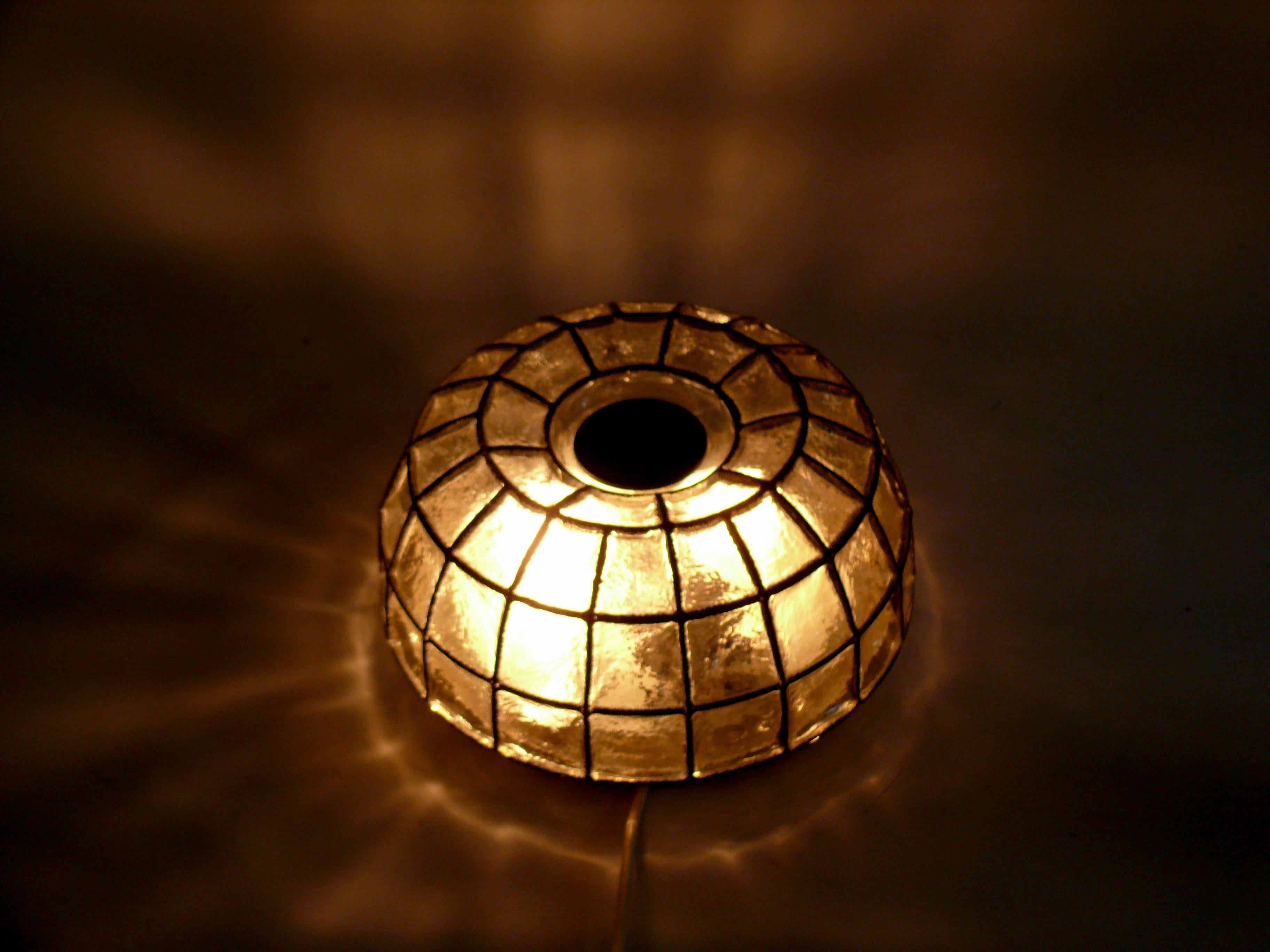 German Iron Ring Design Glass Wall or Ceiling Lamp from Glashütte Limburg, 1970s For Sale