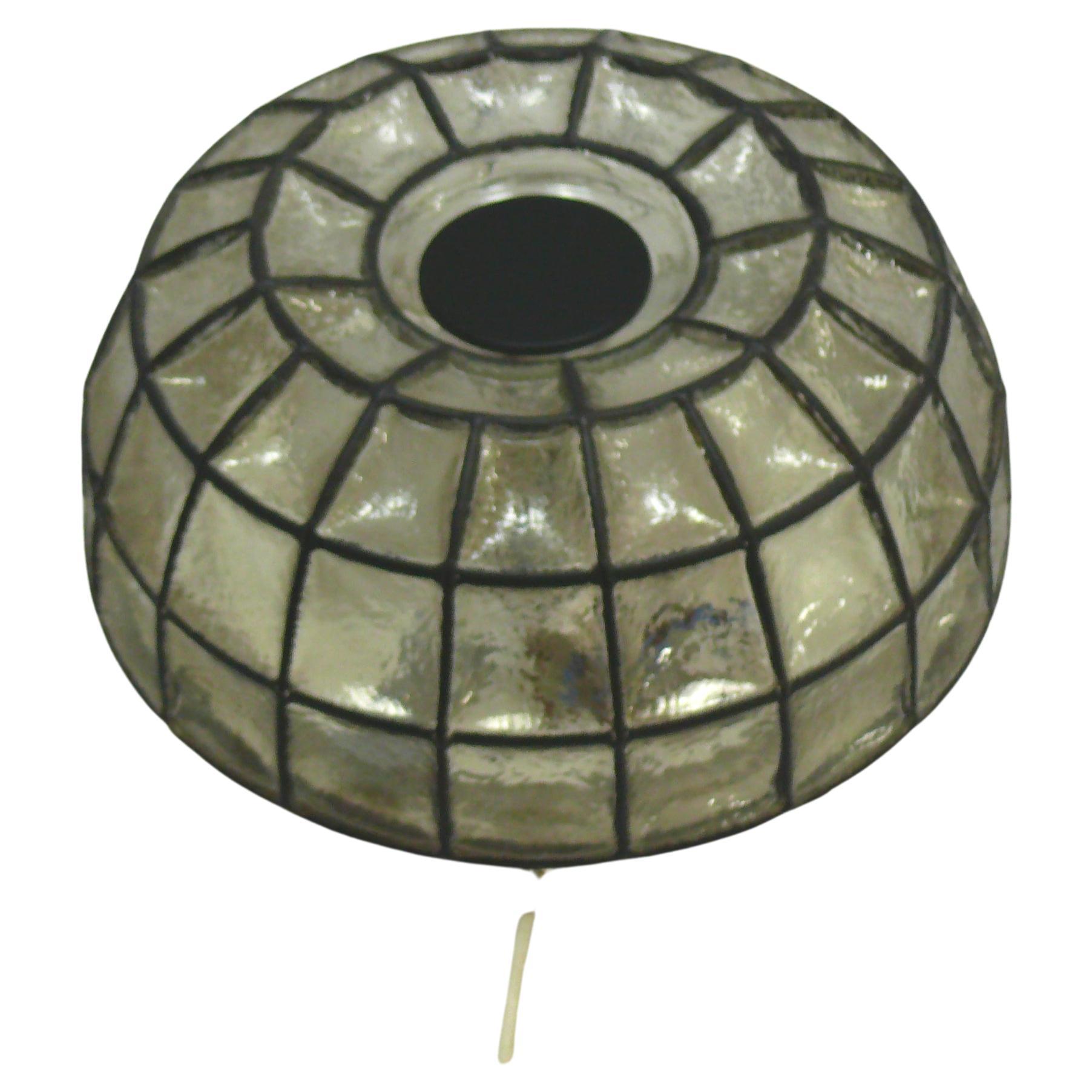 Iron Ring Design Glass Wall or Ceiling Lamp from Glashütte Limburg, 1970s For Sale