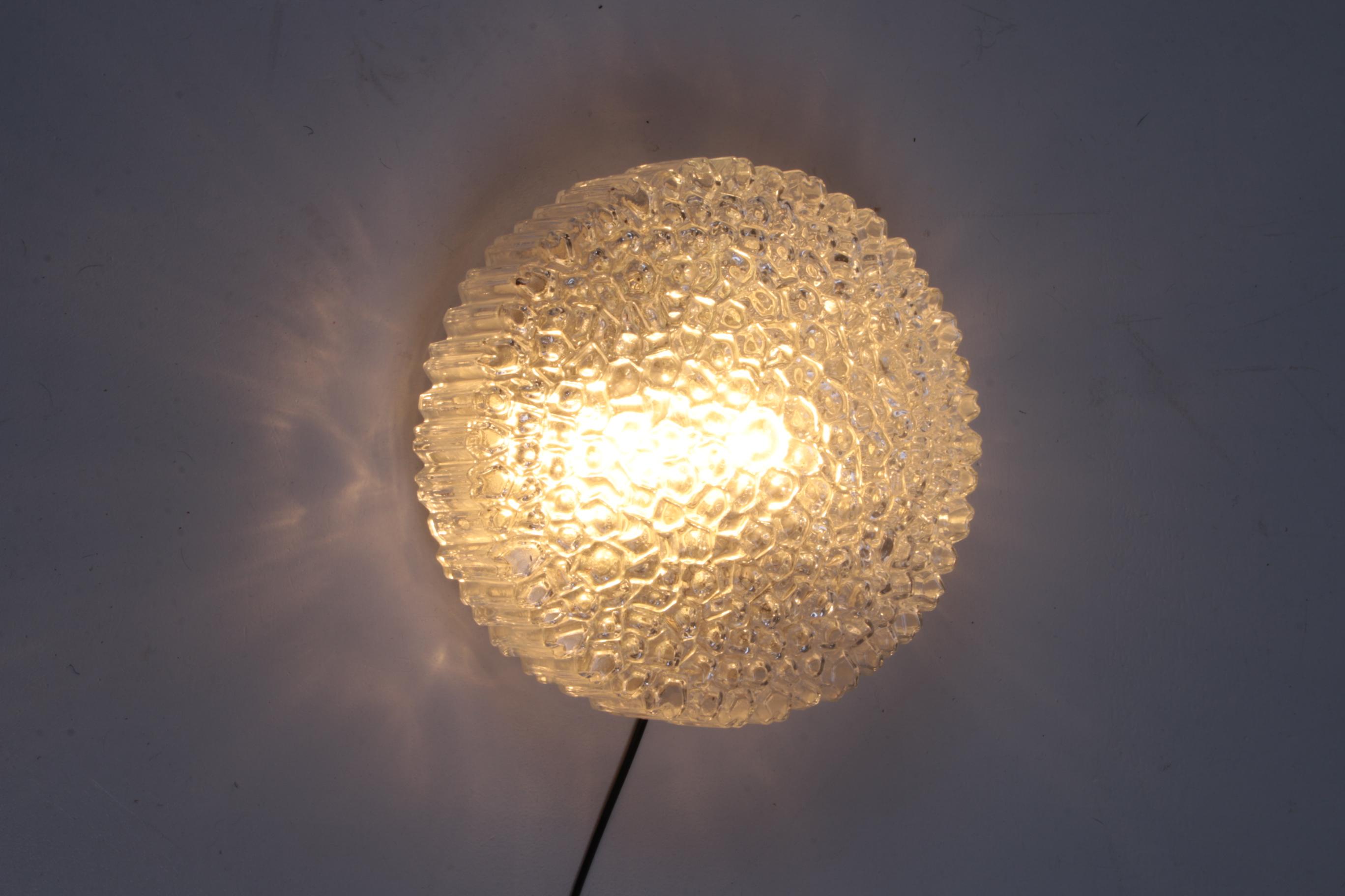 Glass Flush Mount or Sconce by Helena Tynell for Glashütte Limburg, 1960s In Good Condition In Oostrum-Venray, NL