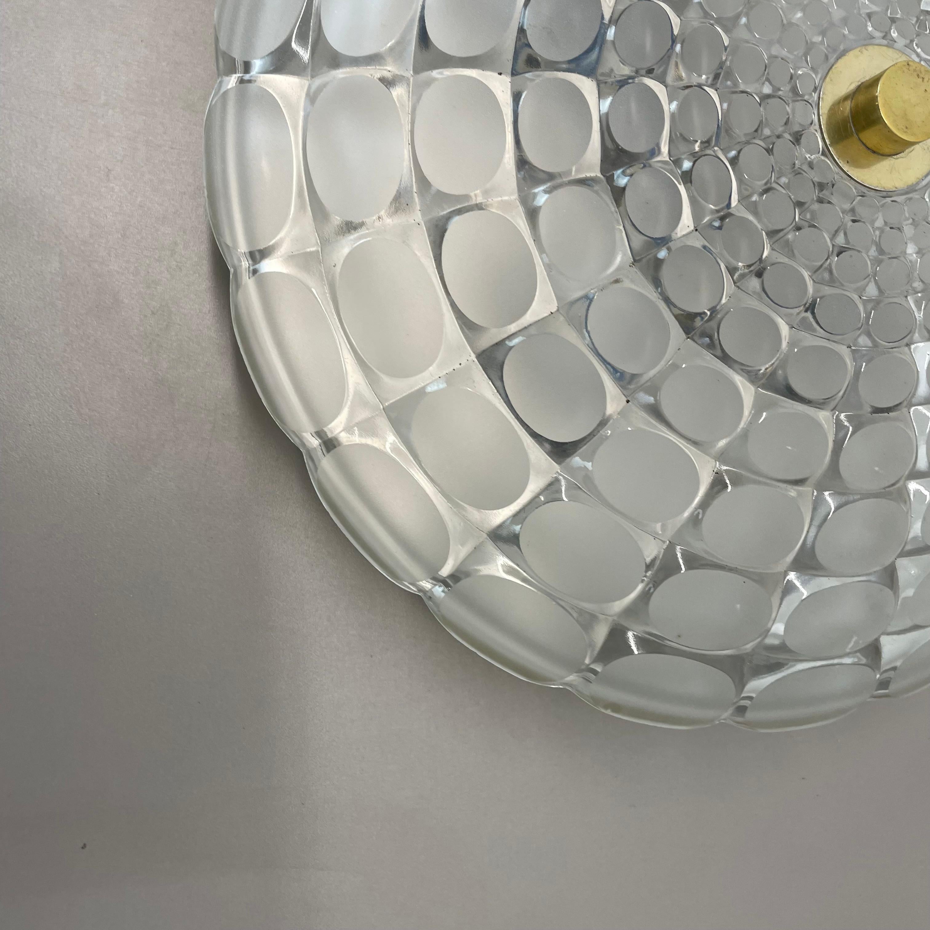 Metal Glass Flushmount Wall Light  PEILL and PUTZLER Lights attrib., Germany, 1970s For Sale