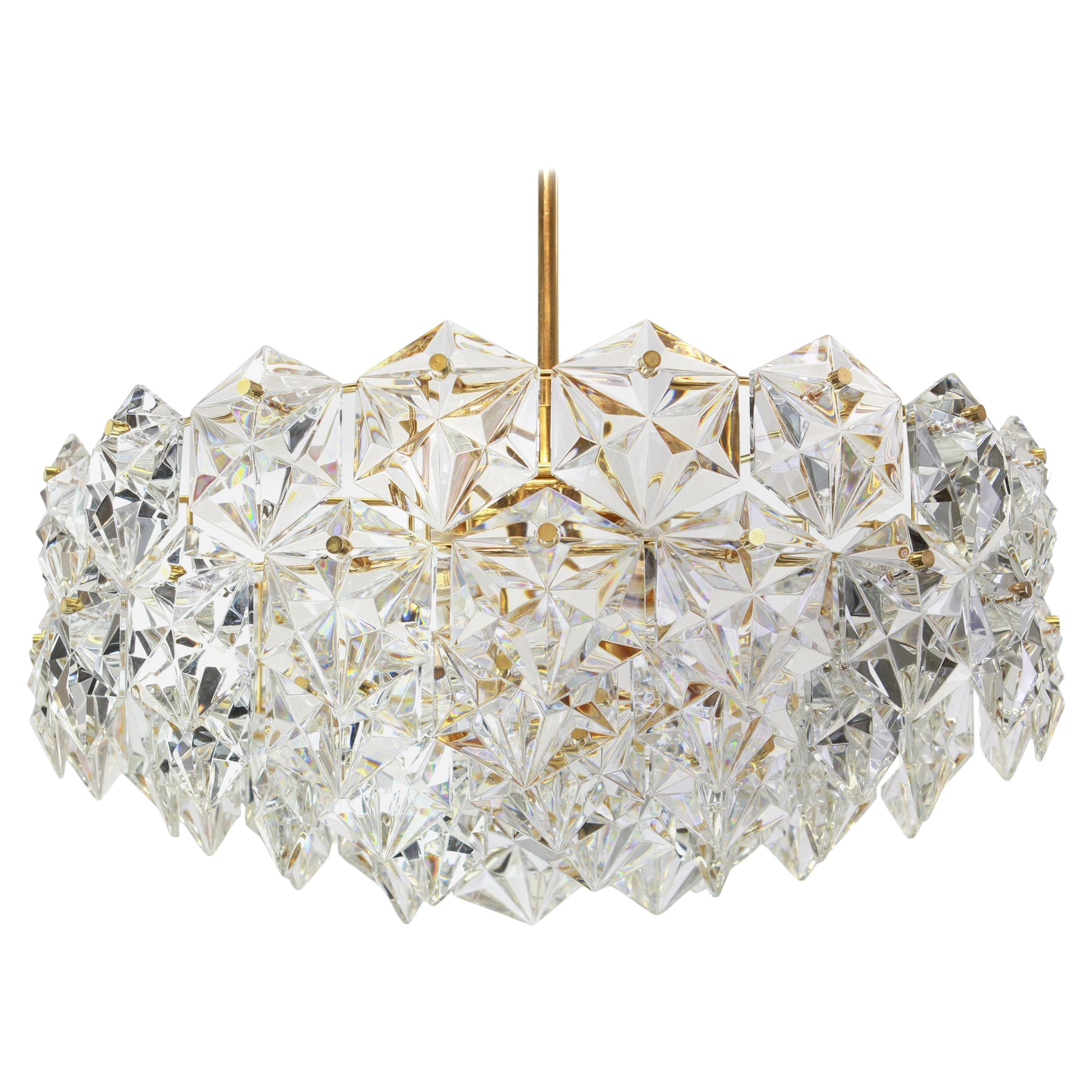Vetro per lampadario Kinkeldey in ottone dorato e cristallo, pezzo di ricambio