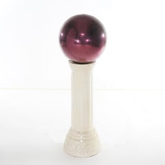 Glass Garden Gazing Globe on Pottery Pedestal 20thC