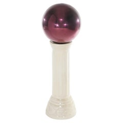 Glass Garden Gazing Globe on Pottery Pedestal 20thC