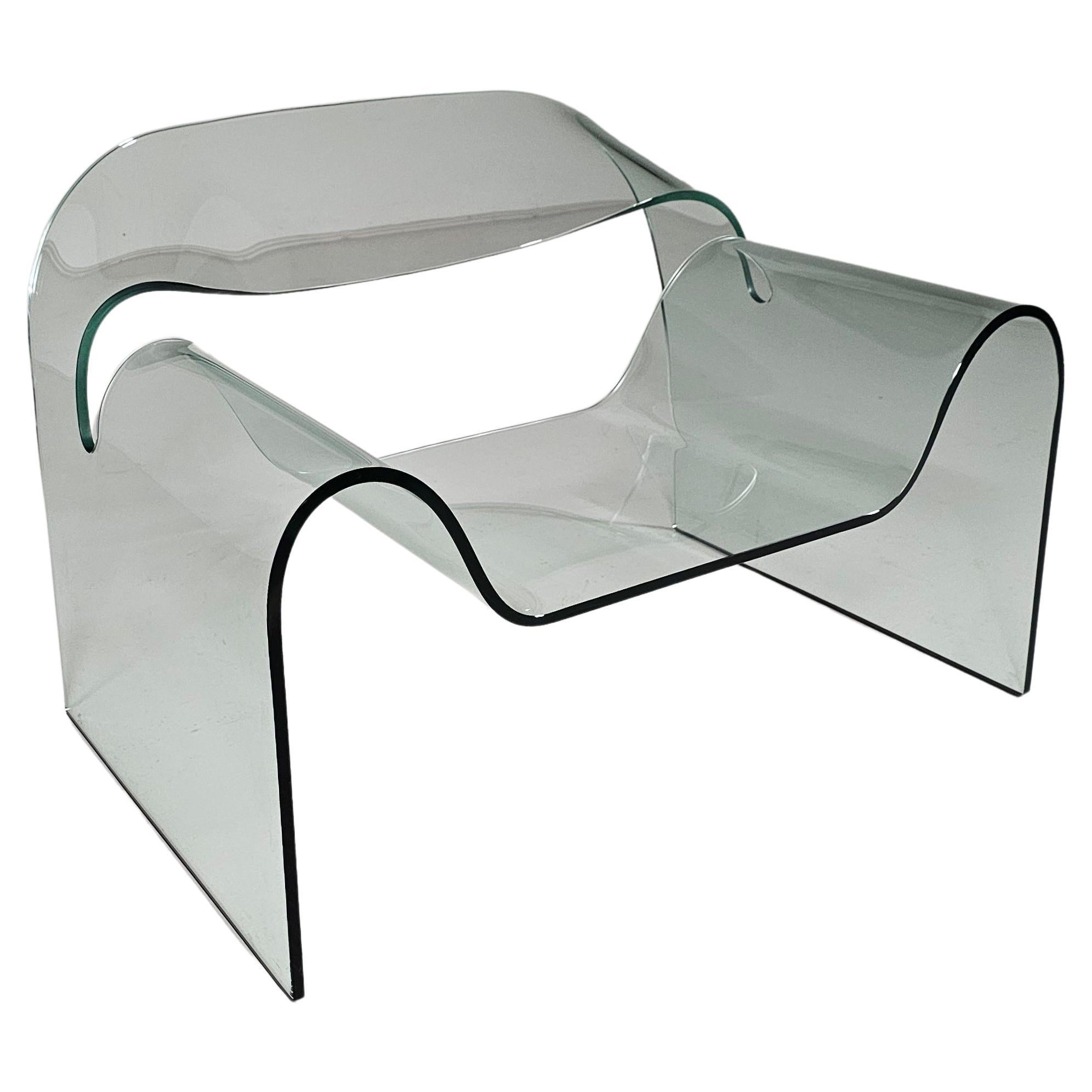 Glass "Ghost" Chair by Cini Boeri for Fiam Italy, 1980s For Sale