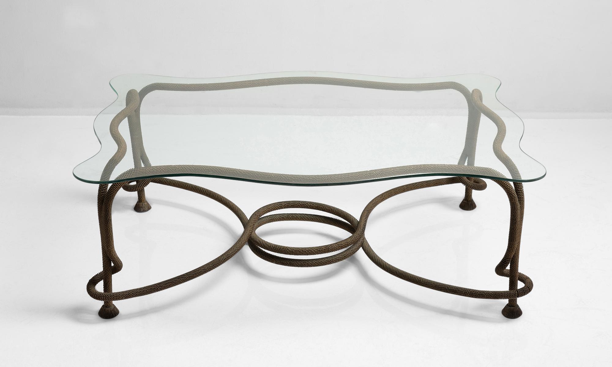 Gilt Glass and Gilded Metal Coffee Table by Emilio Rey, Spain, circa 1970