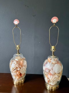 Glass Ginger Jar Shell filled Table lamps