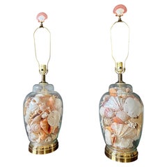 Glass Ginger Jar Shell filled Table lamps