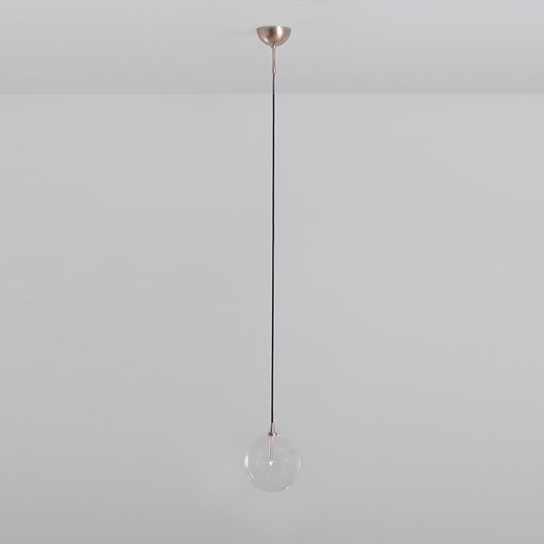 Glass Globe 30 Brass Chandelier by Schwung For Sale 5