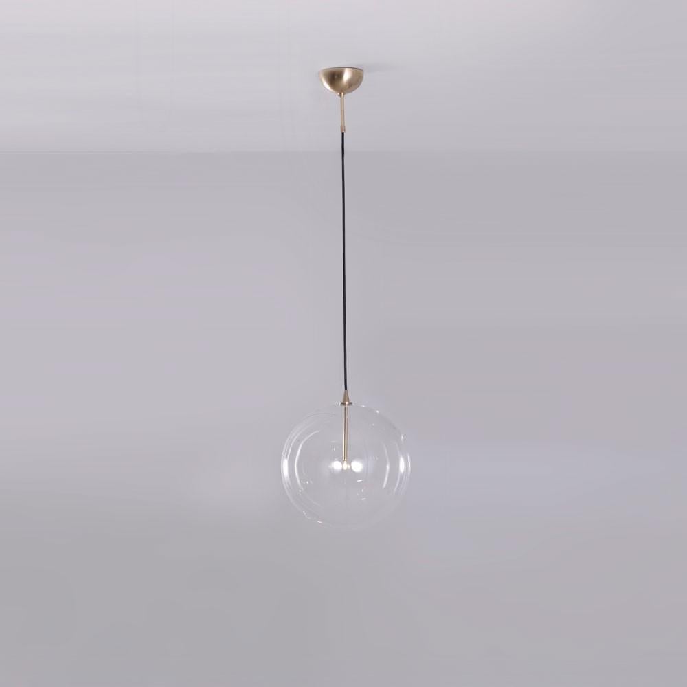 Brass Glass Globe 35 Pendant Light by Schwung For Sale