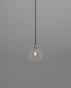 Borosilicate Glass Globe Pendant with Brass Fixtures by Schwung