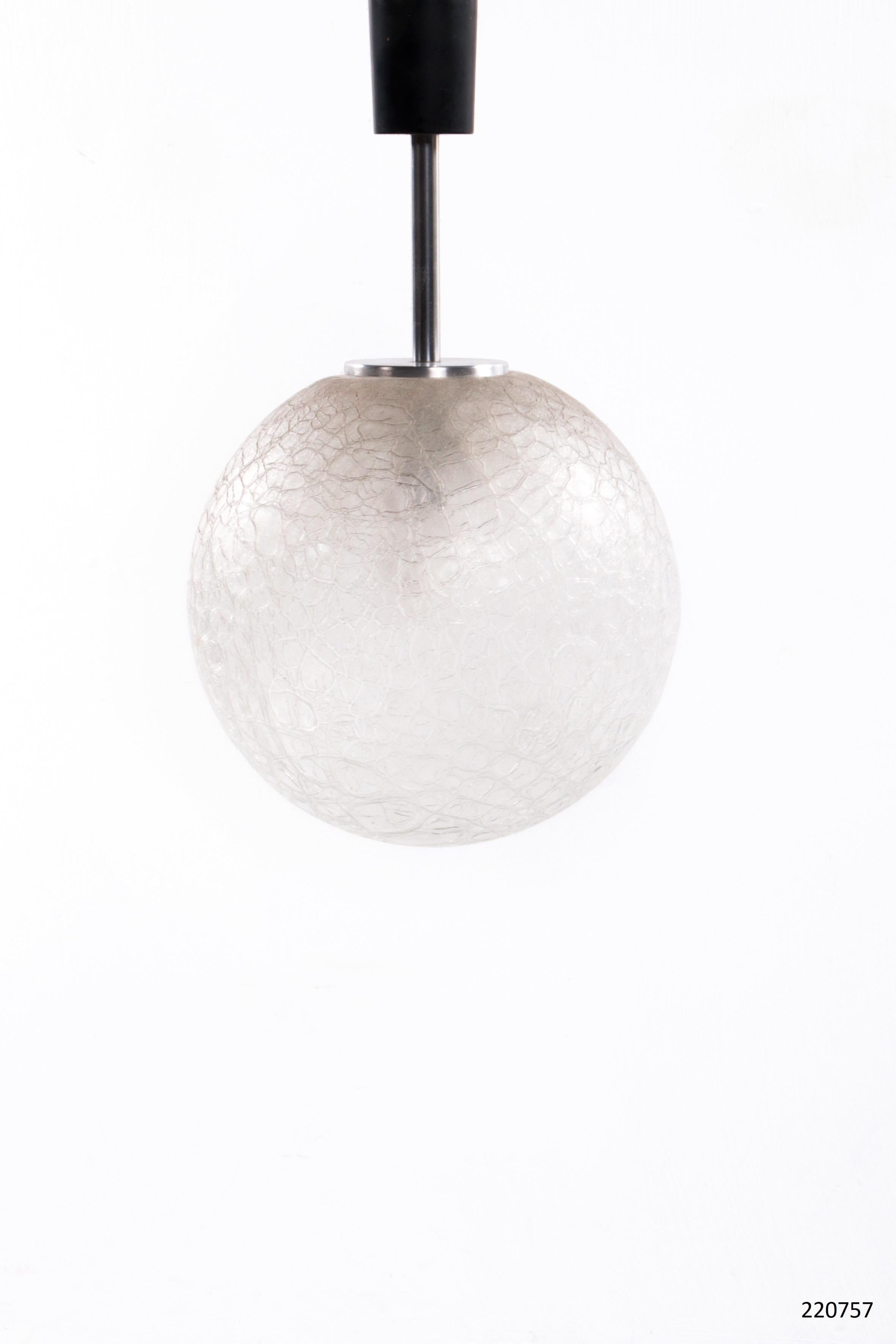 Glass Globe Pendant Lamp by Doria Leuchten, 1970s For Sale 7